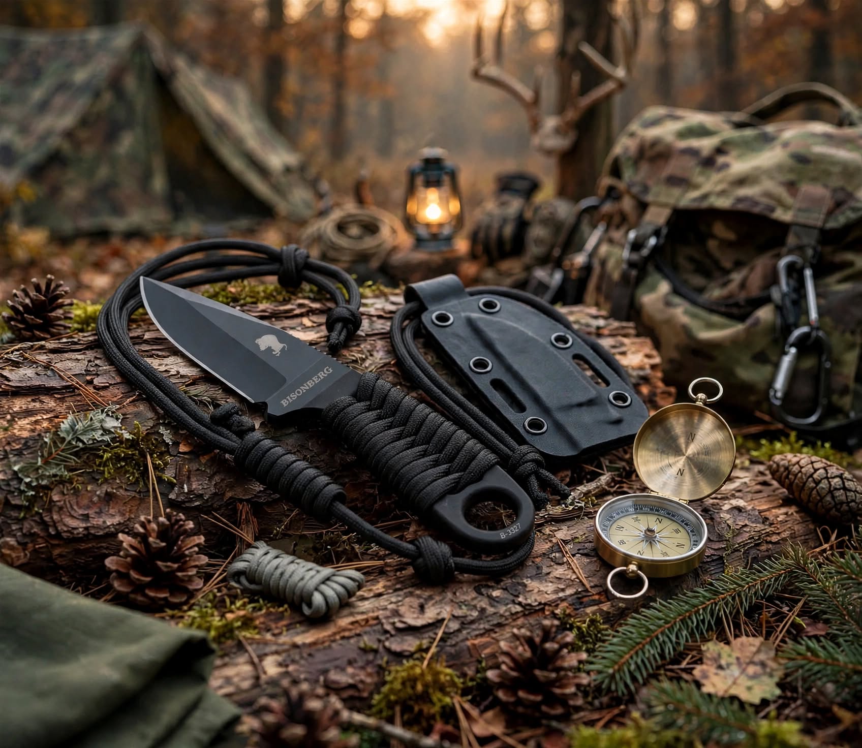BISONBERG |Fixed Blade, Skeleton Handle Knife| Heavy Duty Survival Knife For Camping,Hunting & Outdoor Use