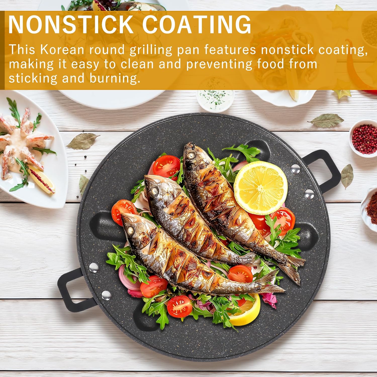 Non-Stick BBQ Grill Plate for Roasting, Cooking - Portable Stovetop, Indoor Outdoor Garden Camping, DIY Korean Barbecue Grill Pan Black image 4