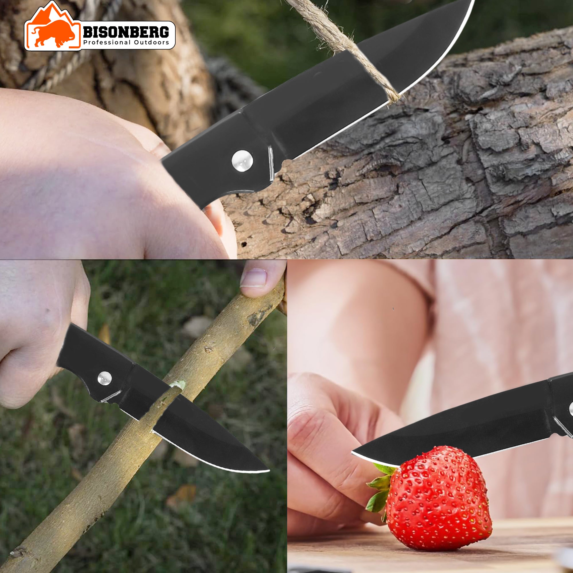 BisonBerg Tactical Folding Pocket Knife – Sleek Black EDC Blade with Safety Lock for Outdoor, Camping & Survival Use image 4