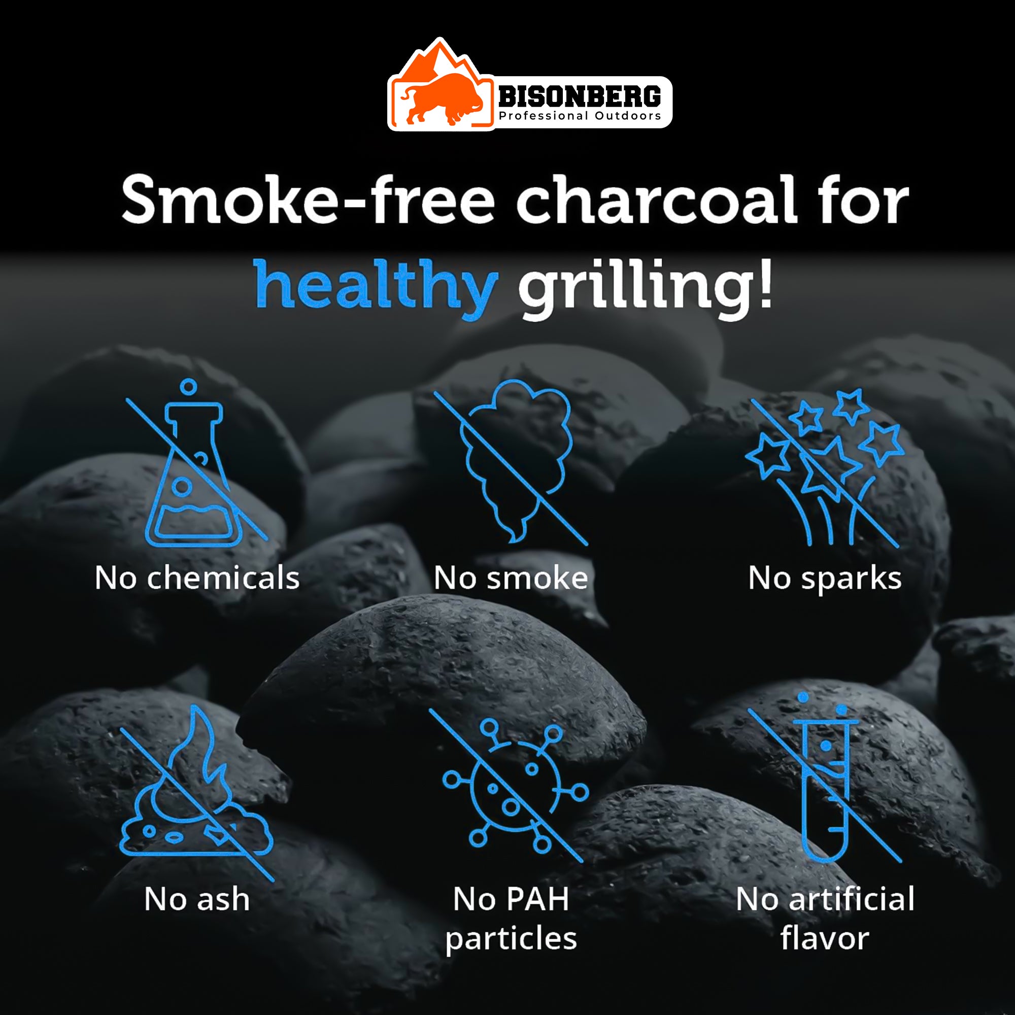 Bisonberg BBQ Charcoal Briquettes – 1KG | Long-Lasting Heat for Outdoor Grilling & BBQ image 1
