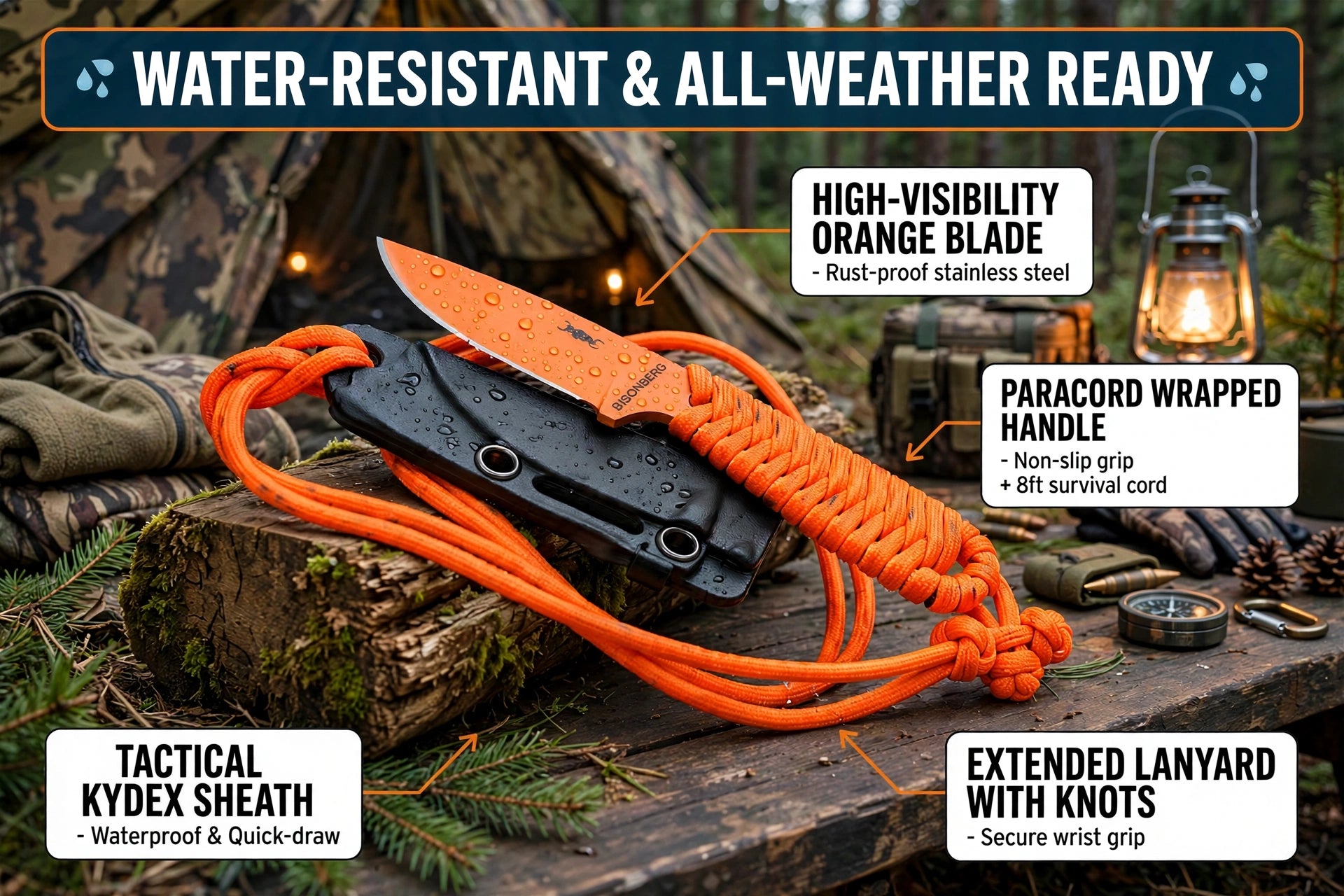Bisonberg l  fixed Blade,Skeleton Handle,Kitchen Utility And Outdoor Camping Knife, Cutter|