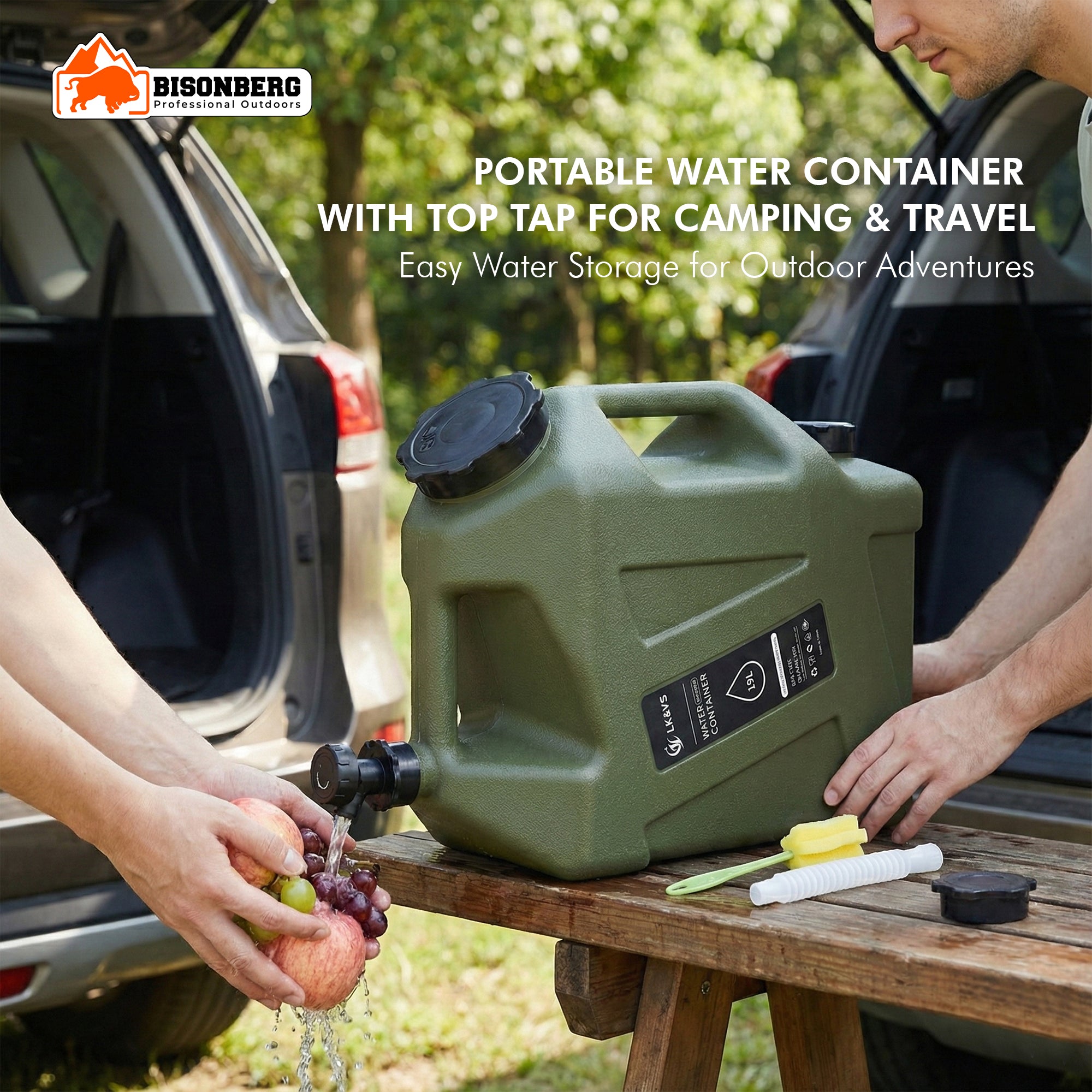 12L Portable Water Container with Spout & Dual Handles – Heavy-Duty Outdoor Water Can (Green) image 2