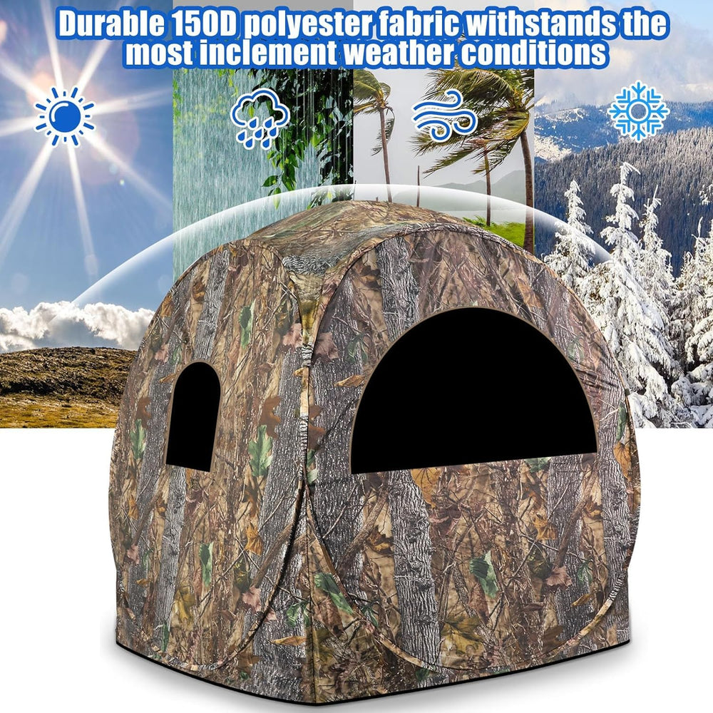 Hunting Blind, 270°View Portable Quick Setup Lightweight Camouflage Pop Up 3-Sided Ground Hunting Blind Tent with Portable Bag and Tent Stakes (Camo, 60 "Lx60 Wx64 H) image 2