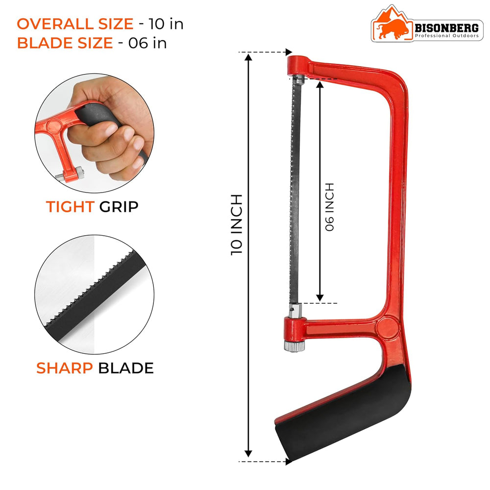 Bisonberg Heavy Duty Hand Saw, 10 inch Hacksaw Frame, Excellent Build Quality, Saw Blade Length 15cm Heavy Handle image 4