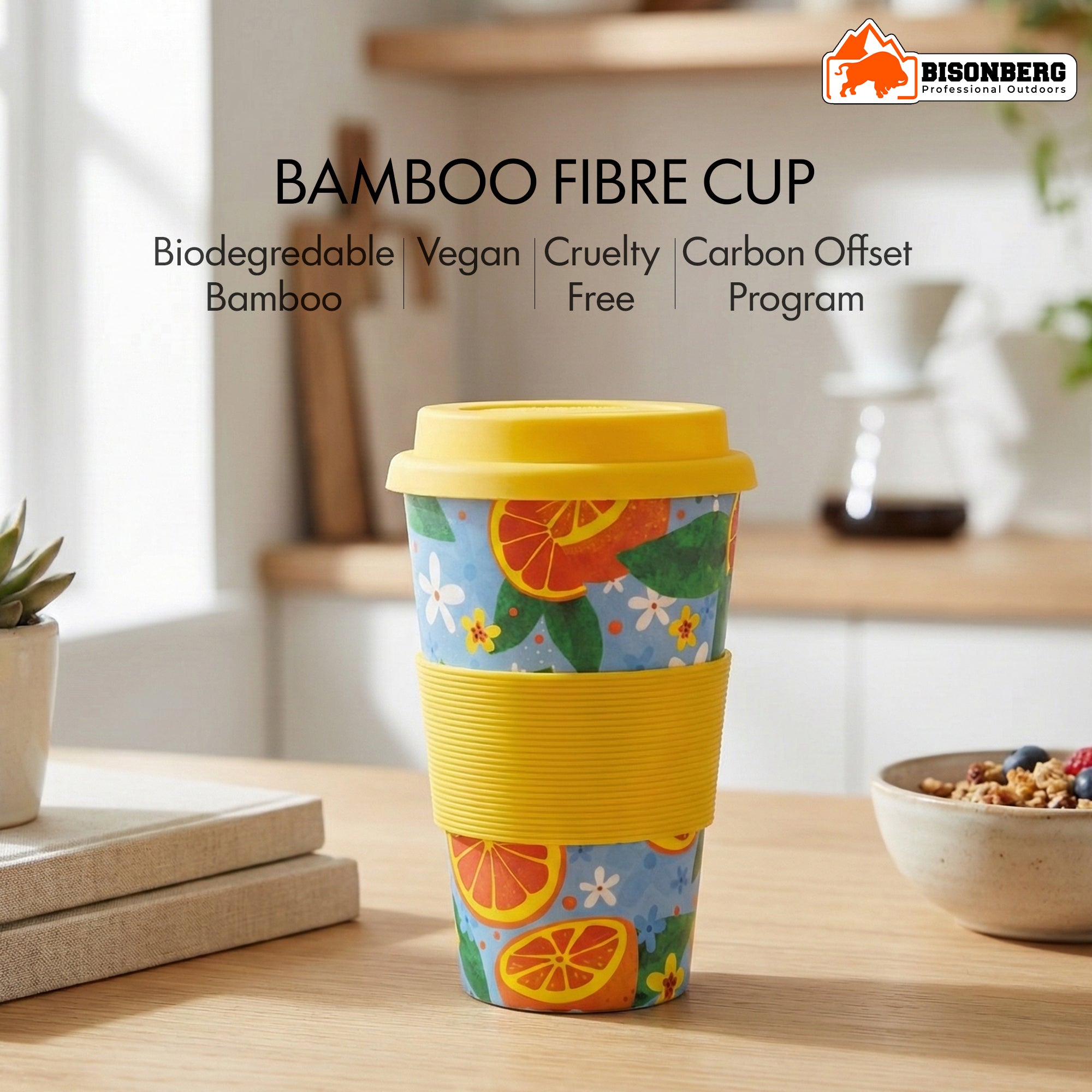Reusable Travel Coffee Cup – Eco-Friendly Bamboo Fiber Mug with Lid image 1