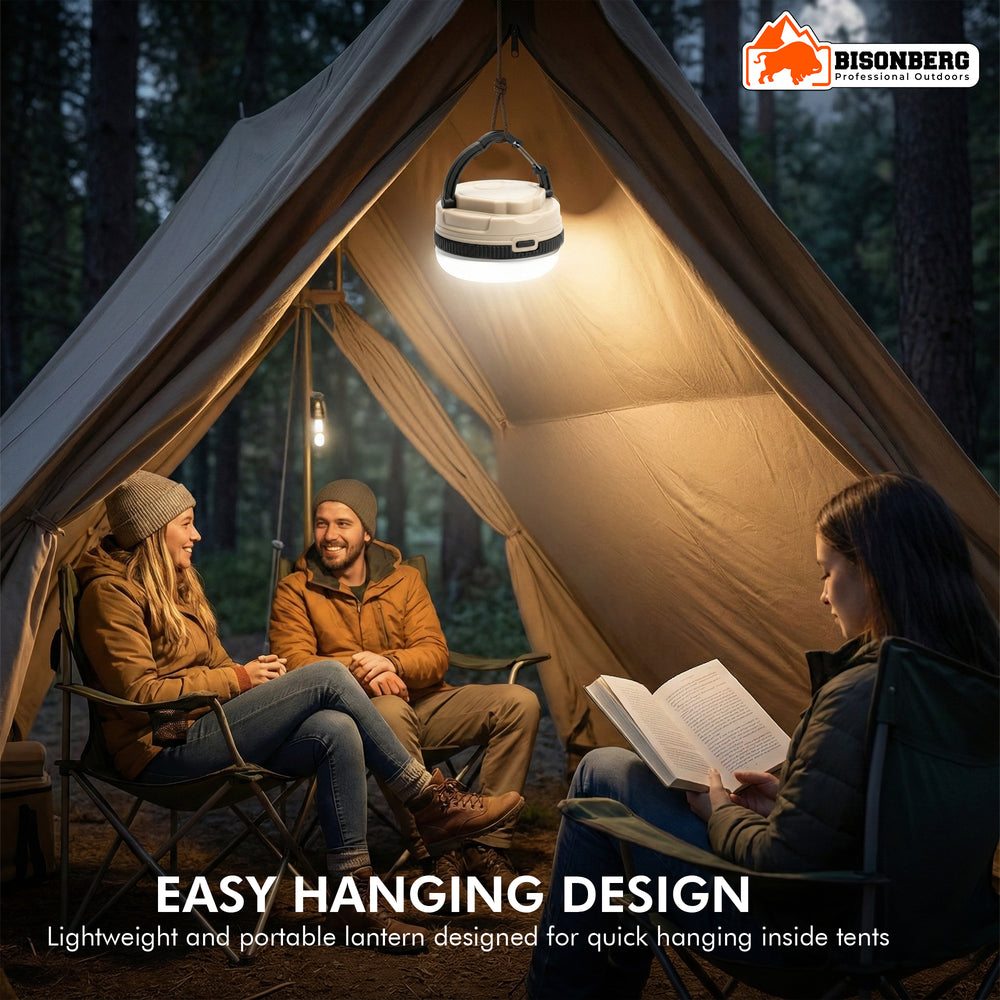 Bisonberg LED Camping Lantern – Portable Hanging Tent Light with 3 Modes (Battery Powered) image 1
