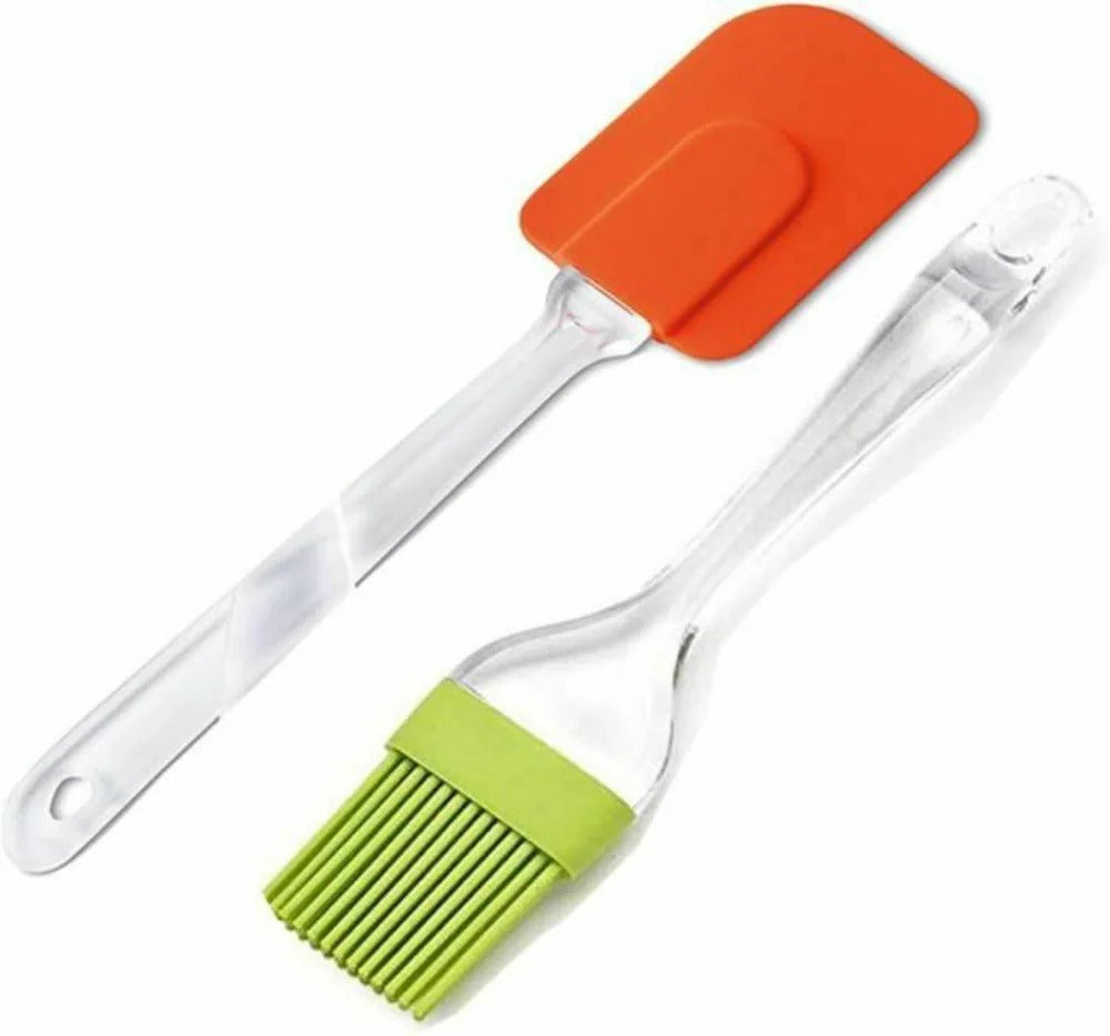 2-Piece Silicone Spatula & Oil Brush Set – Heat Resistant Baking & Cooking Kitchen Tools image 0