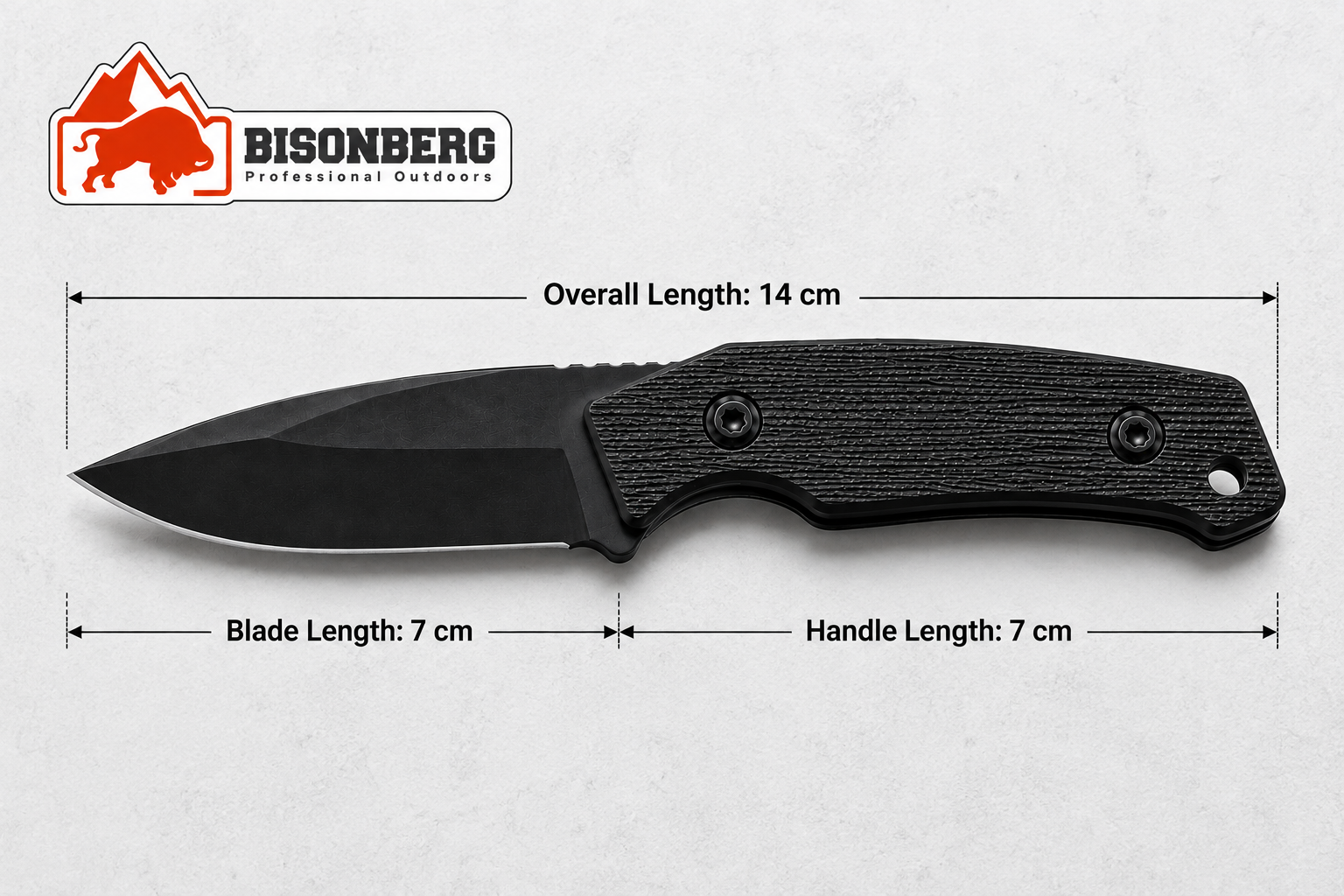 Bisonberg l Black Sharp and Durable Refurbished  Blade Knife  | Outdoor Camping & Survival Knife And Comfortable Textured Handle