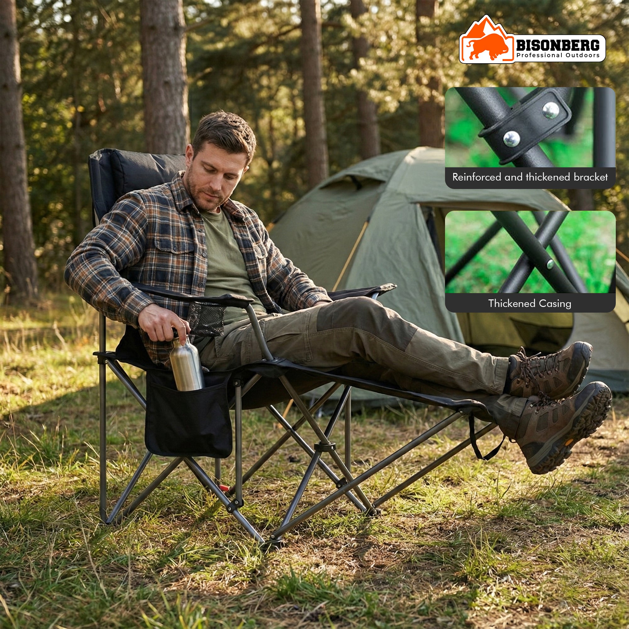 Reclining Camping Chair with Footrest – Portable Outdoor Lounge Seat image 5