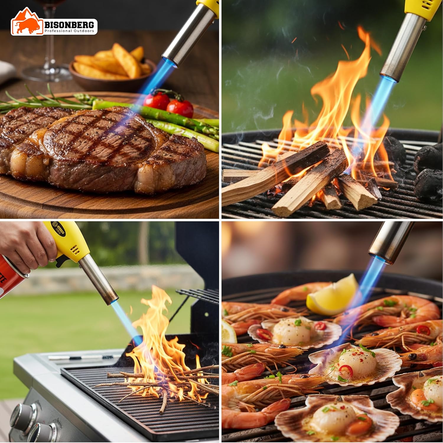 Cloudberry Automatic Camping Gas Torch Blowtorch Welding Flame Gun Food Gun Butane Gun Torch with Butane Gas Canister 225 GM (Flame Gun with 2 Butane Canister) image 2