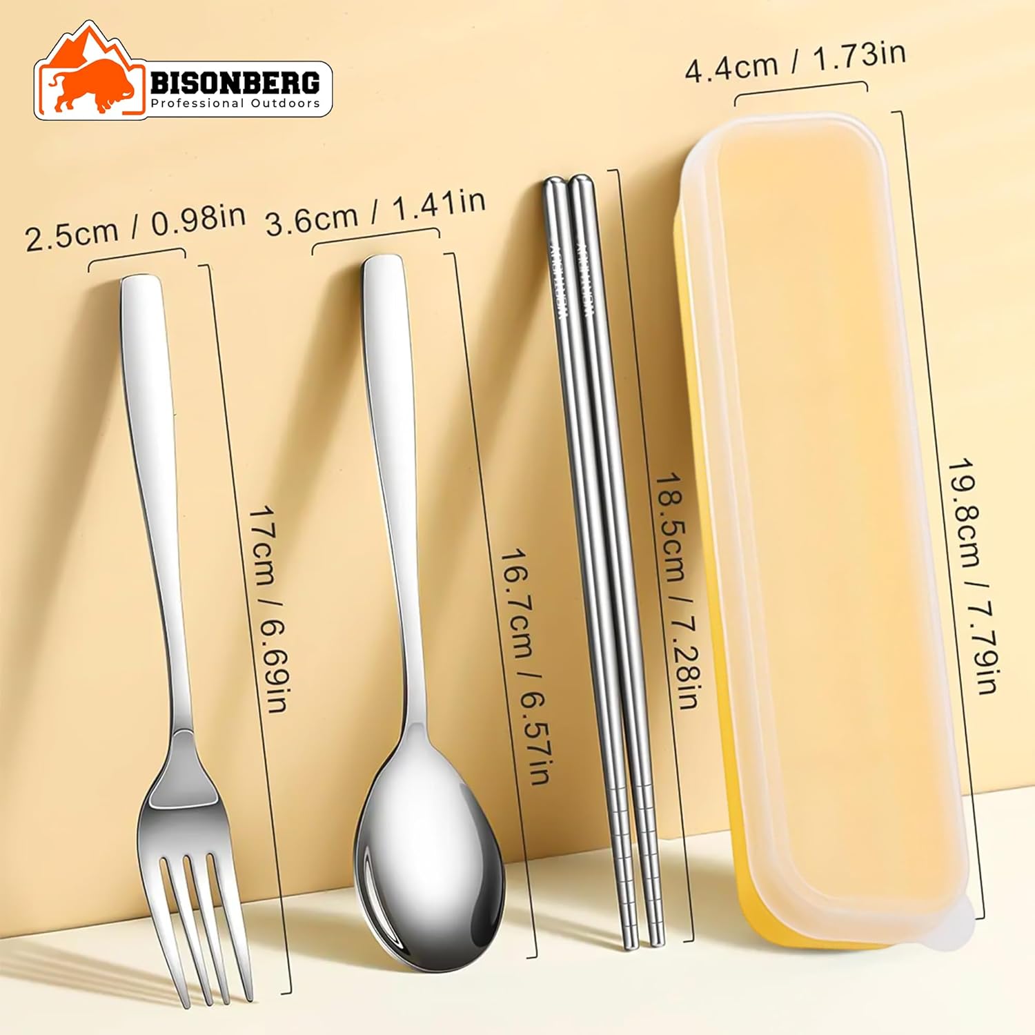 Spoon Set Chopstick, Spoon and Fork Cutlery Set for Women, Men & Kids - Portable Tableware Dining Accessories - Stainless Steel Tableware Set Silver image 2