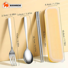 Spoon Set Chopstick, Spoon and Fork Cutlery Set for Women, Men & Kids - Portable Tableware Dining Accessories - Stainless Steel Tableware Set Silver image 2