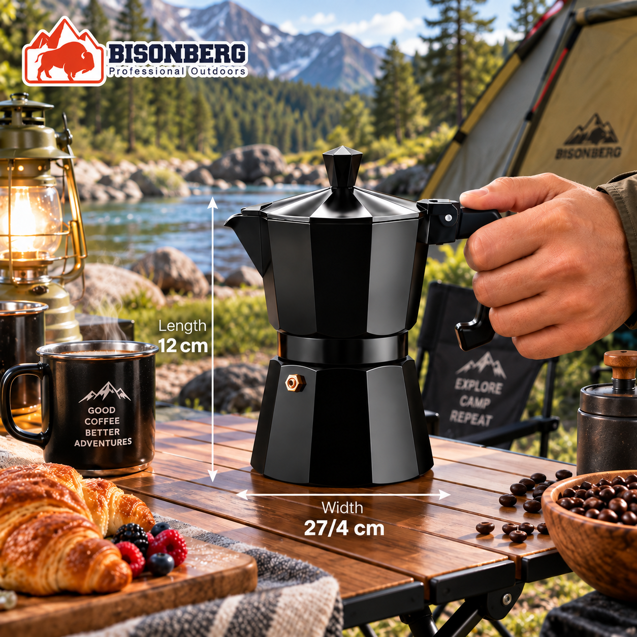 BISONBERG|Aluminium Espresso Coffee Maker, Moka Express 1 Cups Espresso Maker/Percolator/Stovetop/Filter Coffee Maker for Italian Mocha Coffee Moka Pot