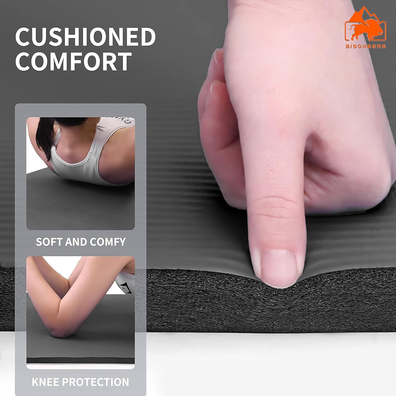 BISONBERG Yoga Mats For Women yoga mat for men Exercise mat for home workout yoga mat for women gym Non-Slip Mat for Men & Women Fitness - 15 mm Black 1 Piece image 1