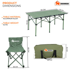 BISONBERG Aluminium Folding Camping Table Adjustable Height Table for Camping, Fishing, Hiking, Travel, Picnic, Beach - Aluminum (Square) image 2