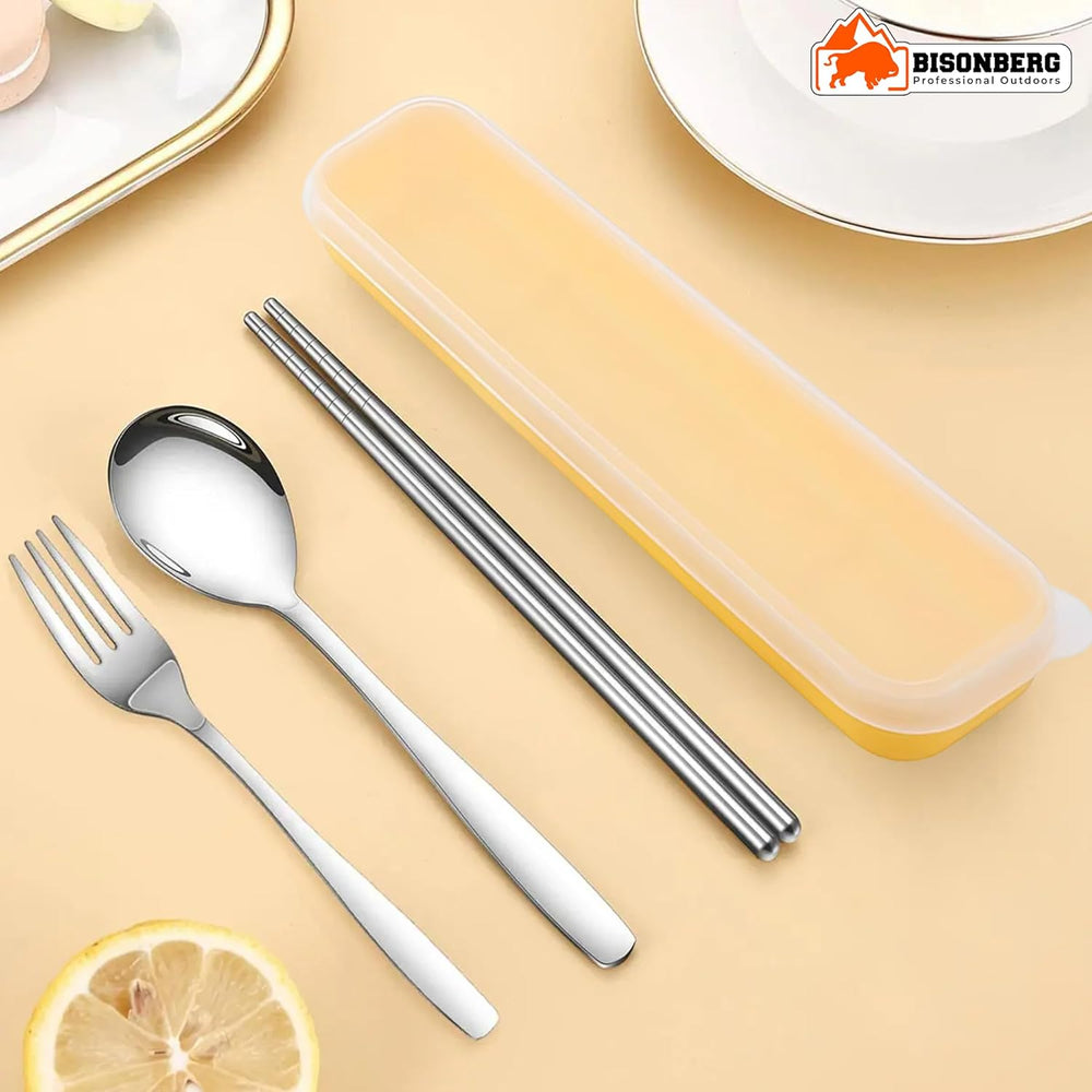 Spoon Set Chopstick, Spoon and Fork Cutlery Set for Women, Men & Kids - Portable Tableware Dining Accessories - Stainless Steel Tableware Set Silver image 6
