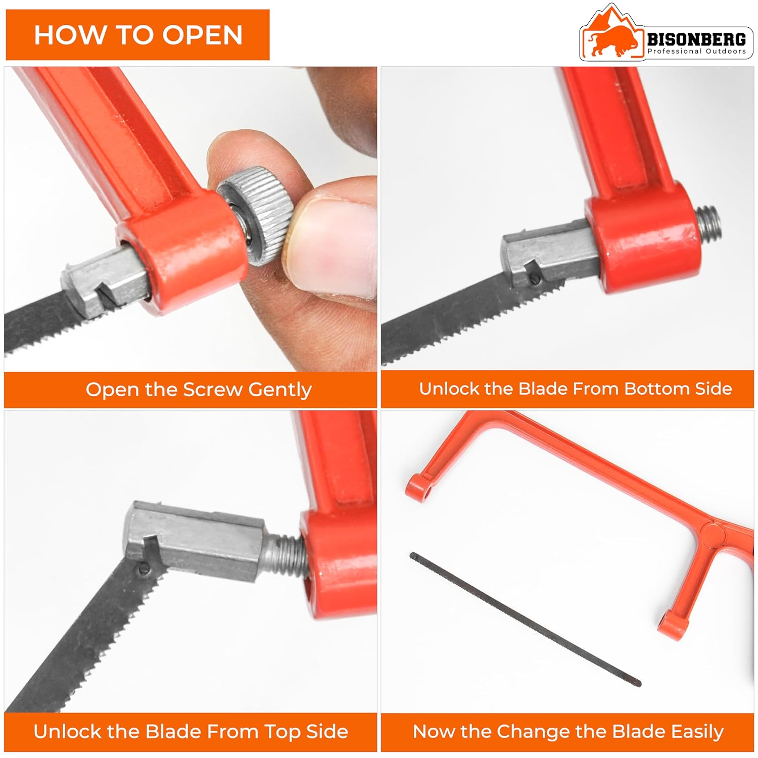 Bisonberg Heavy Duty Hand Saw, 10 inch Hacksaw Frame, Excellent Build Quality, Saw Blade Length 15cm Heavy Handle image 6