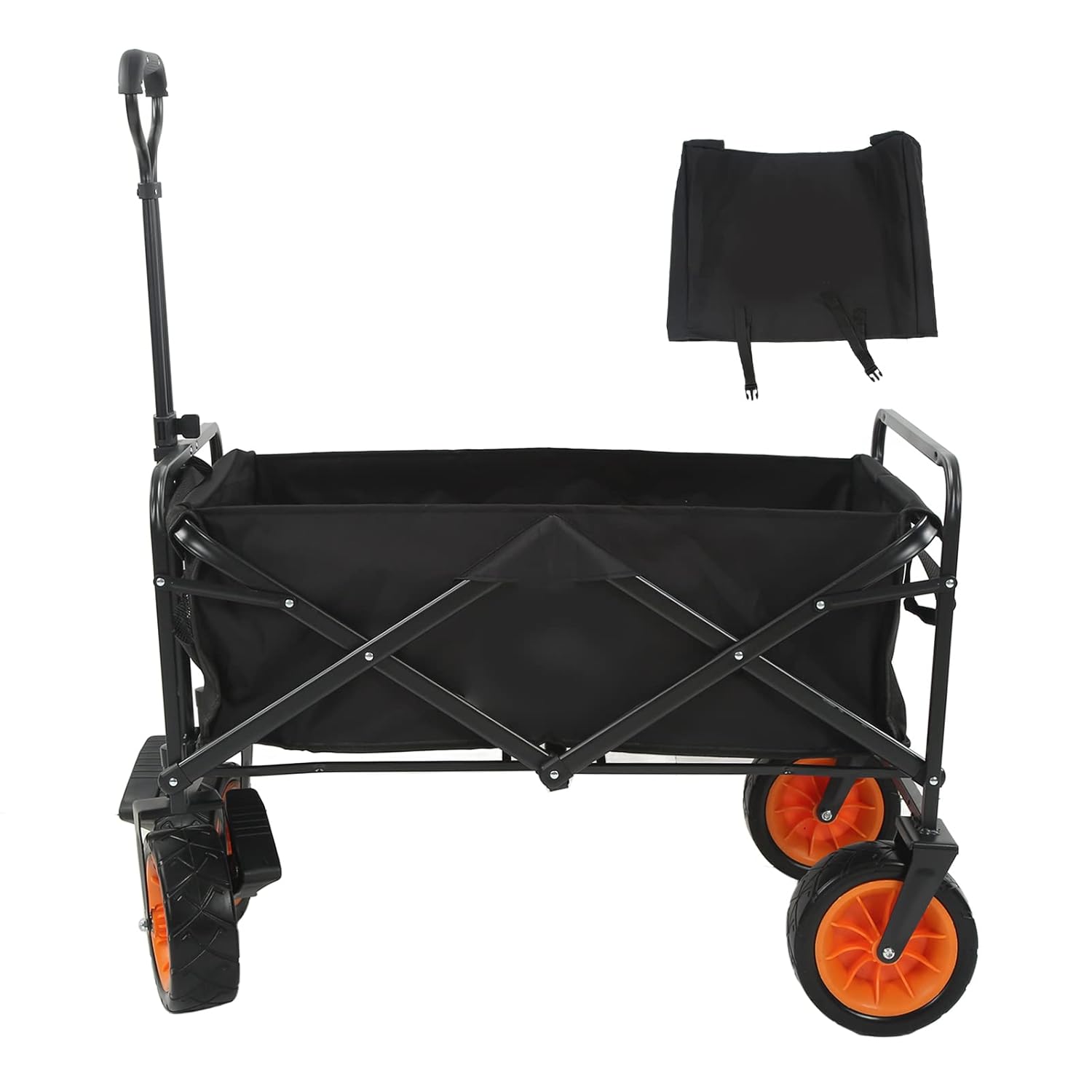 Bisonberg Heavy-Duty Folding Utility Wagon Cart with Adjustable Handle | All-Terrain Wheels | Outdoor Camping, Beach & Garden Trolley image 3