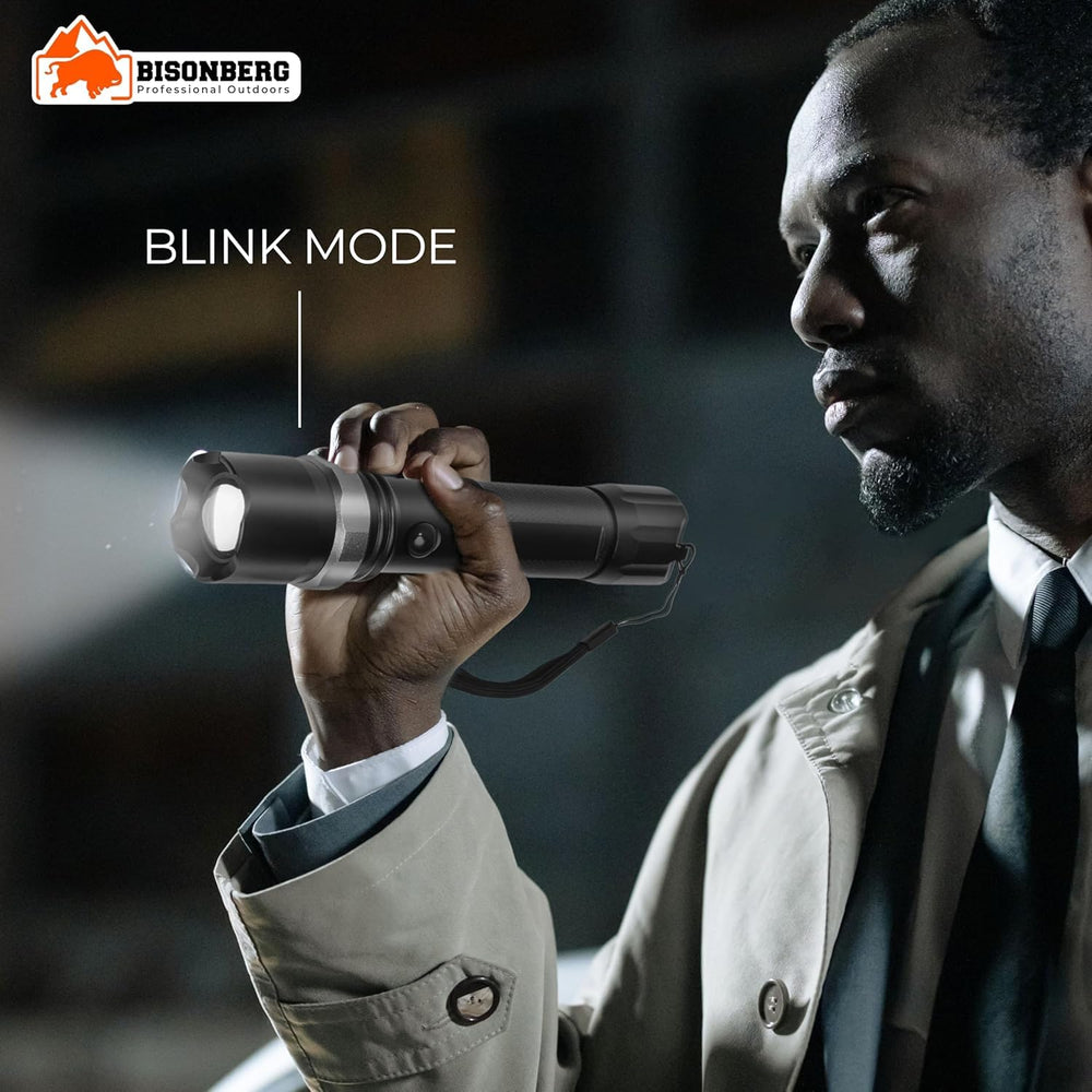 Bisonberg LED Rechargeable Torch, Emergency Long Range Flashlight, 1 Km Range image 2