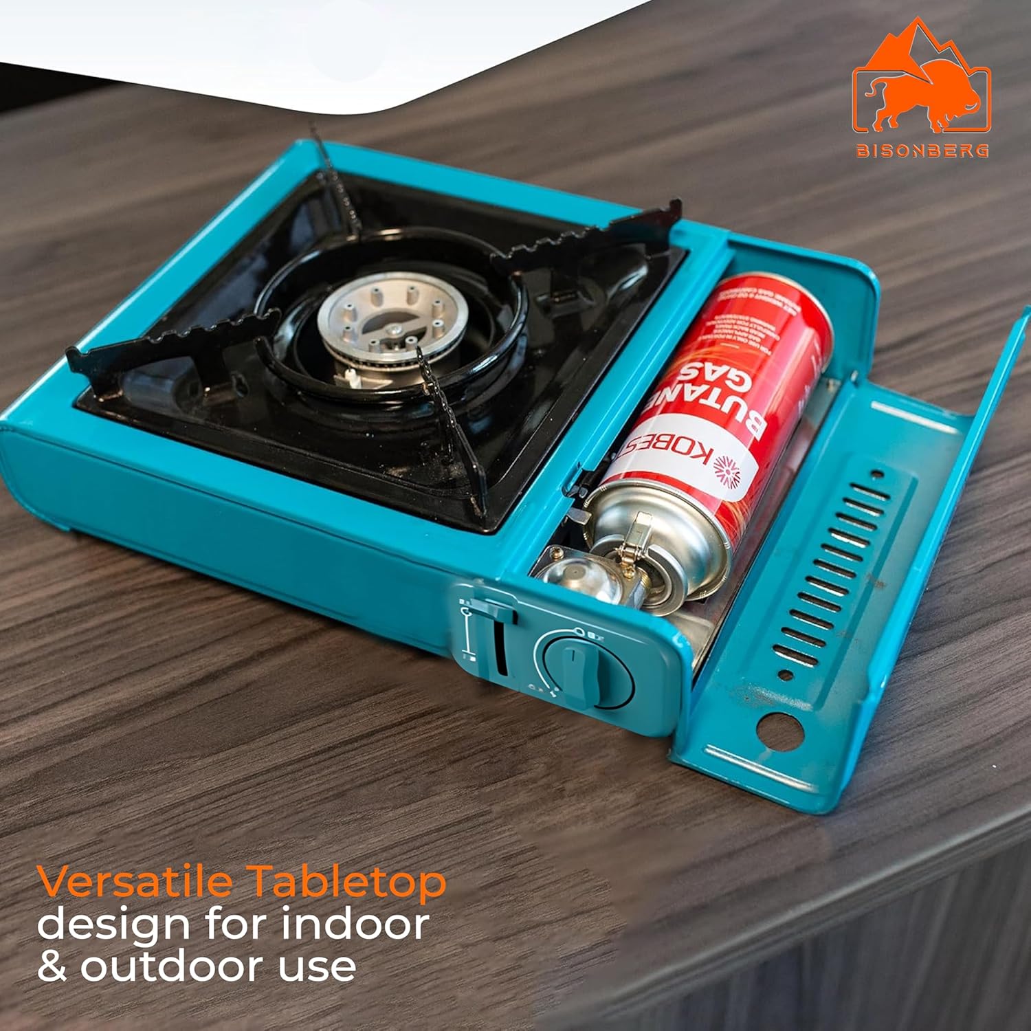 Alloy Steel Camping Portable Open Gas Stove Use Butane Gas Can As Chulha For Outdoor Travel Stove,Tracking (Blue) (Stove With Case) image 3