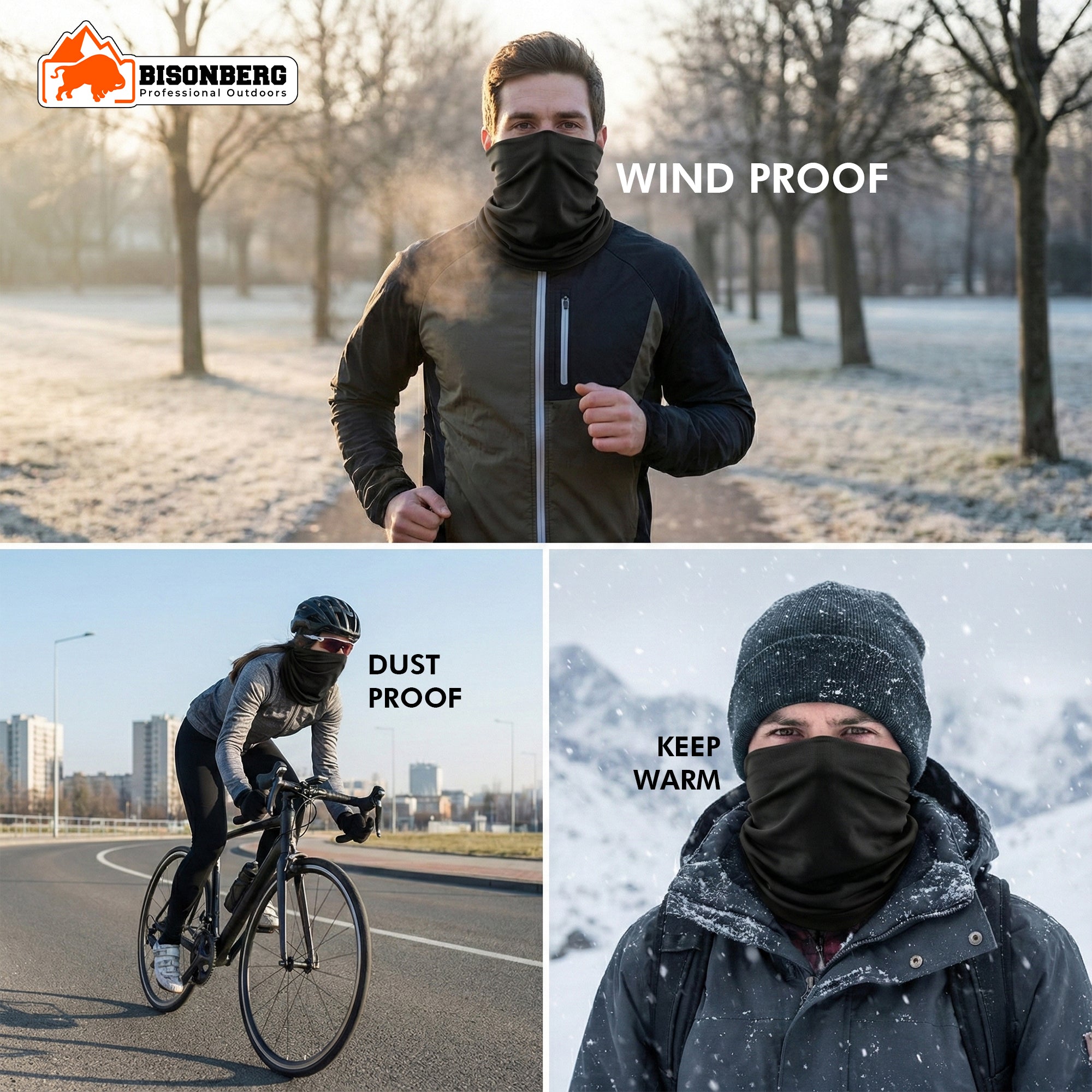 Black Neck Gaiter (Bandana) – Multifunctional Outdoor Face & Head Wrap image 3