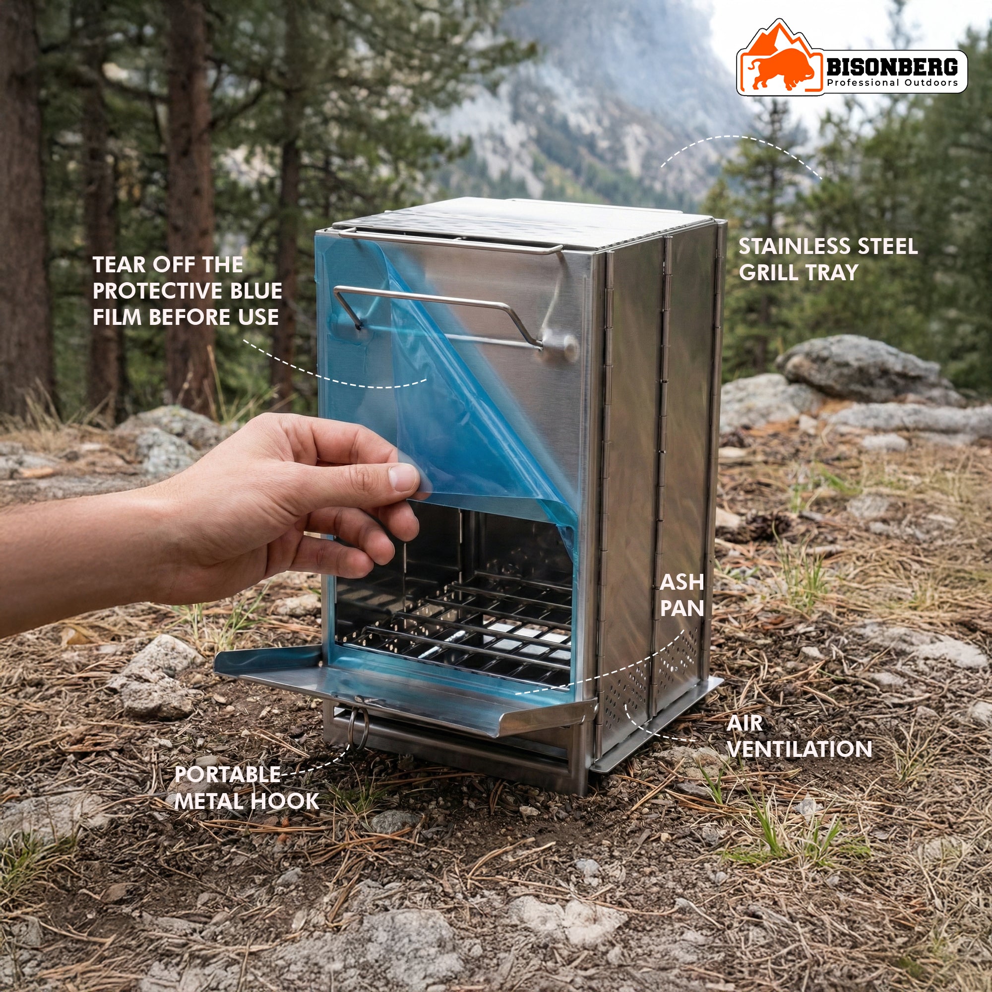 Stainless Steel Portable Camping Stove – Foldable Wood Burning Outdoor Cooker image 2