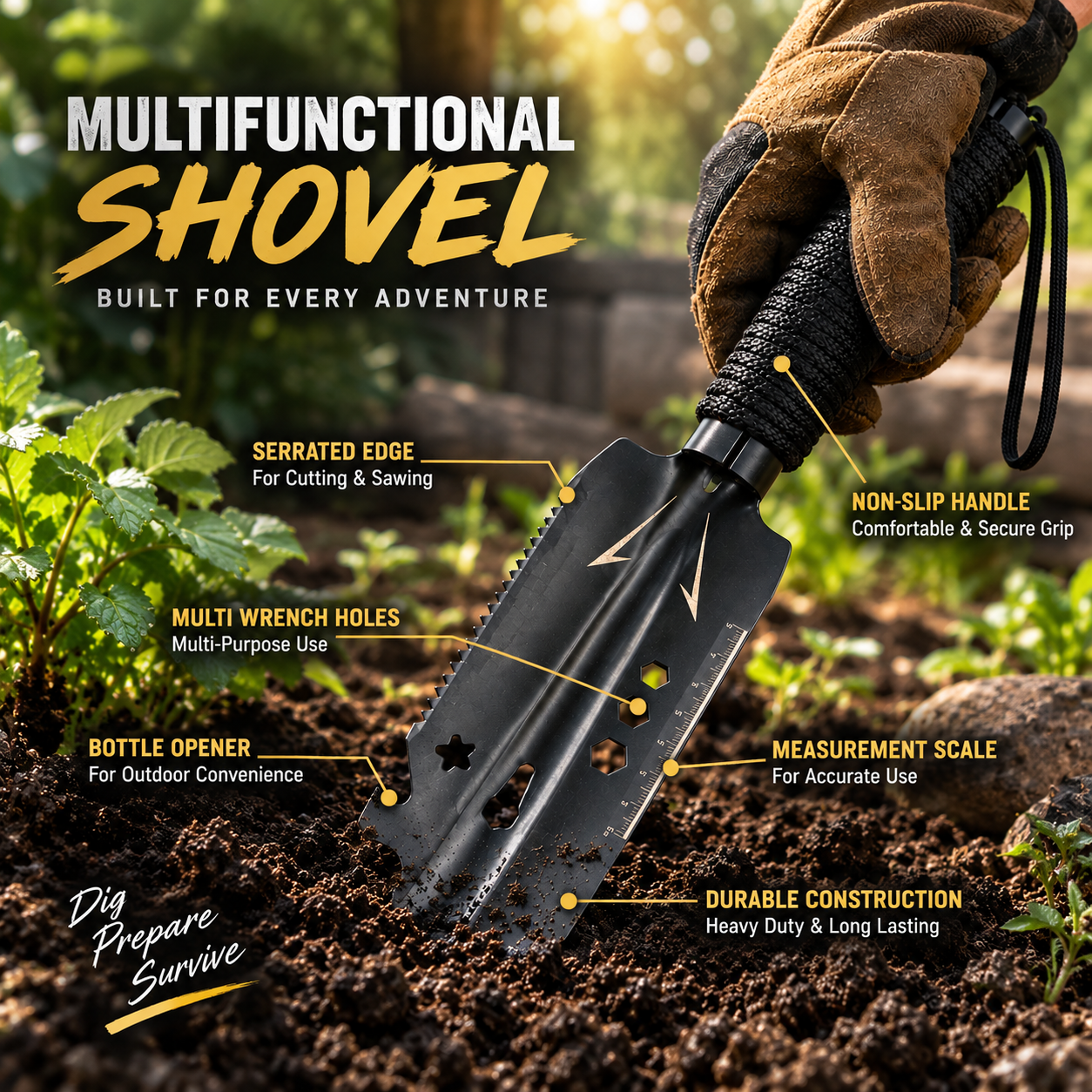 Bisonberg|Multifunctional Survival Shovel_ Outdoor & camping"shovel"