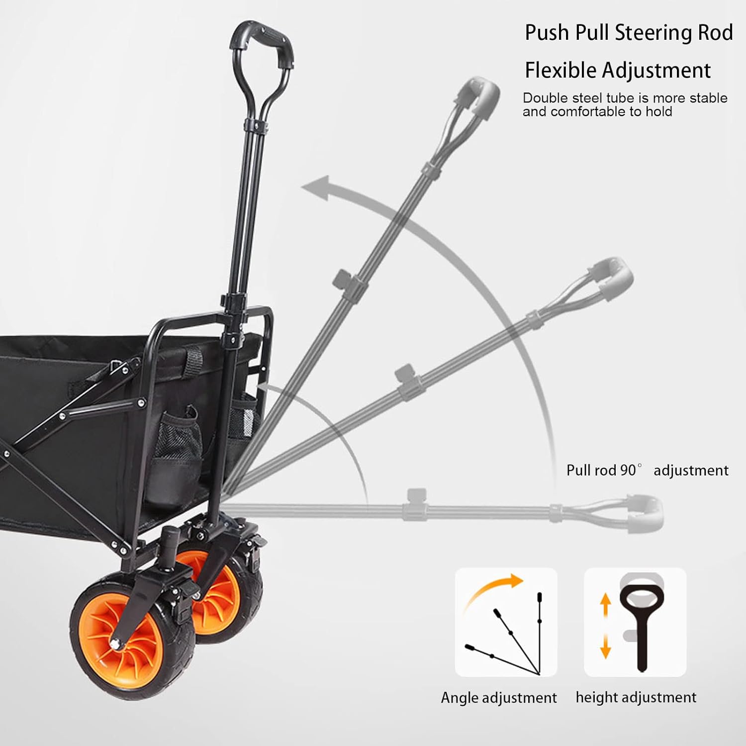 Bisonberg Heavy-Duty Folding Utility Wagon Cart with Adjustable Handle | All-Terrain Wheels | Outdoor Camping, Beach & Garden Trolley image 1