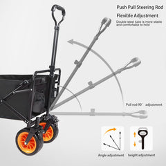 Bisonberg Heavy-Duty Folding Utility Wagon Cart with Adjustable Handle | All-Terrain Wheels | Outdoor Camping, Beach & Garden Trolley image 1
