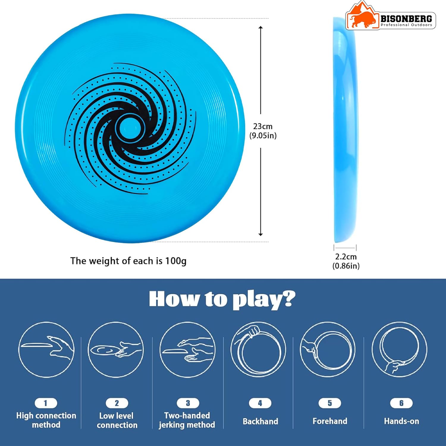 Bisonberg Frisbee for Outdoor Sports Games/Throwing Discs for Kids, Flying Disc Toy for Girls and Boys, Unbreakable Soft Flexible Plastic image 3