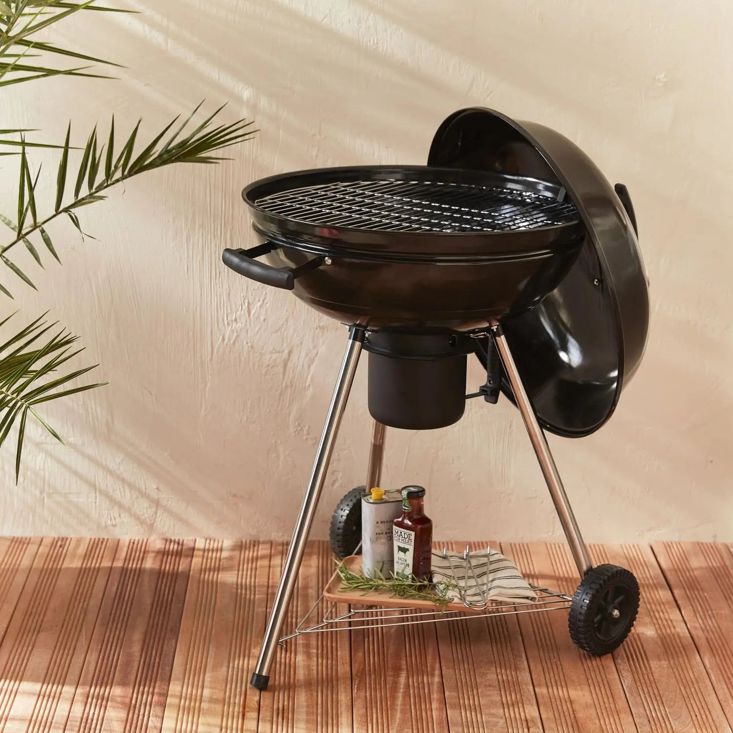 Portable Charcoal BBQ Grill with Lid & Wheels – Outdoor Kettle Barbecue image 8