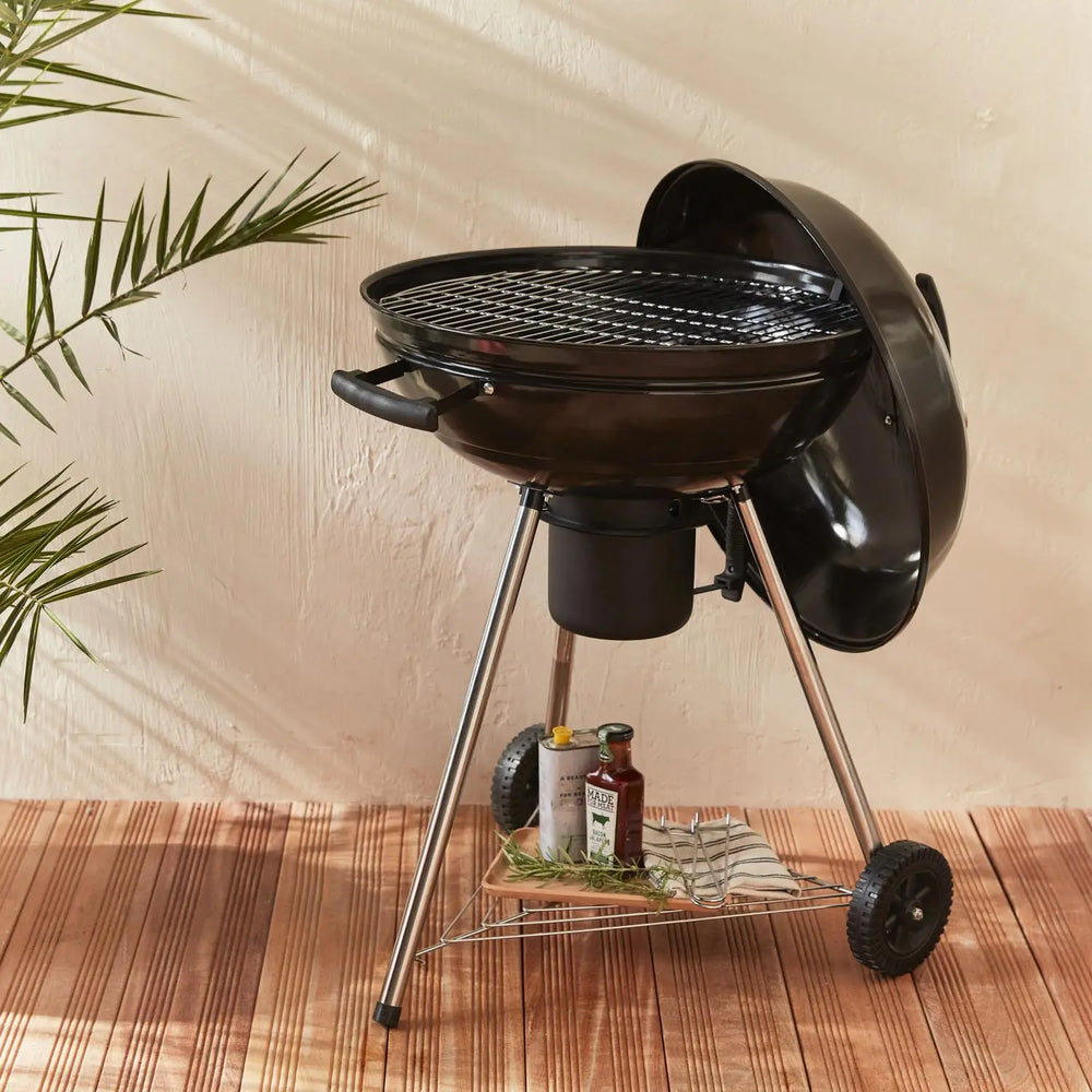 Portable Charcoal BBQ Grill with Lid & Wheels – Outdoor Kettle Barbecue image 8