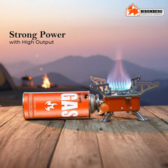 BisonBerg Ultra-Light Folding Camping Butane Gas Stove Burner with 4 Butane Cartridge, Aluminium image 2