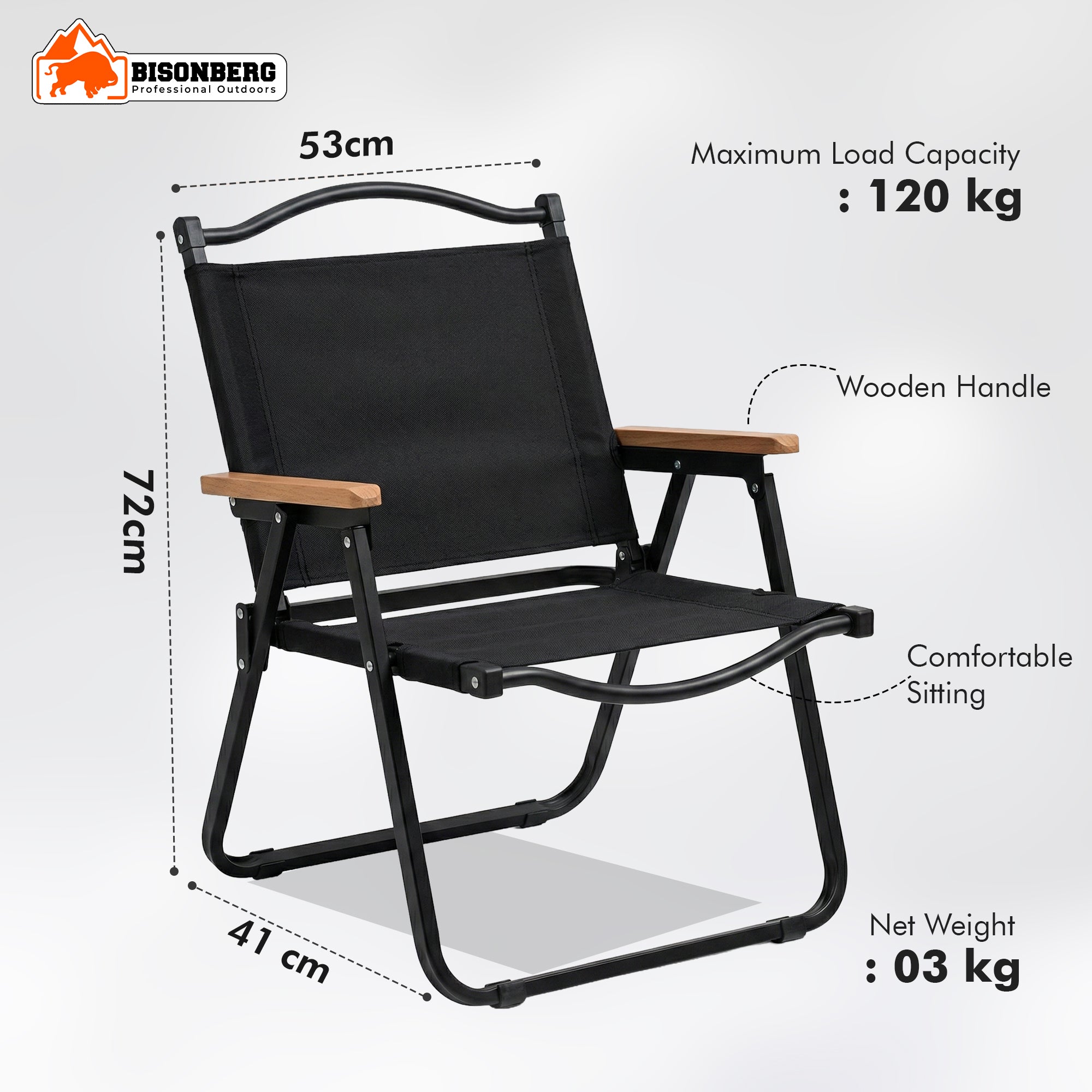 Foldable Camping Chair – Portable Outdoor Chair with Wooden Armrests image 1