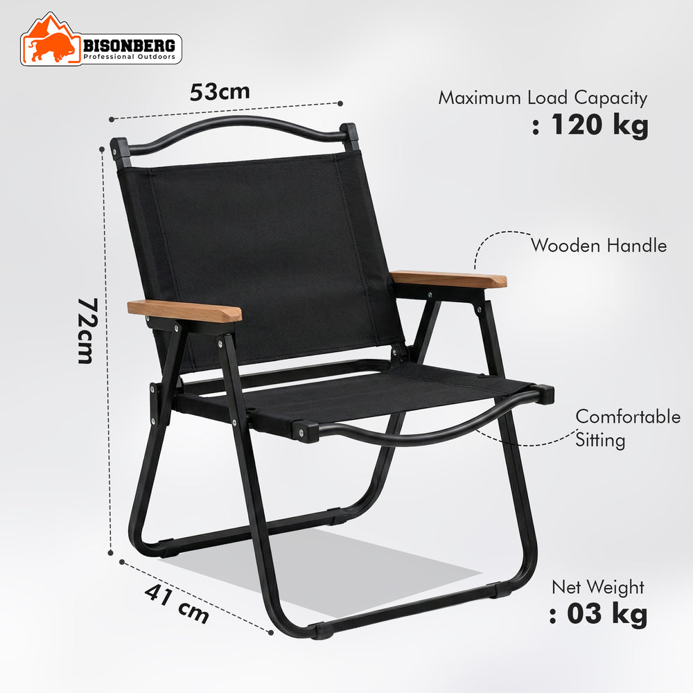 Foldable Camping Chair – Portable Outdoor Chair with Wooden Armrests image 1