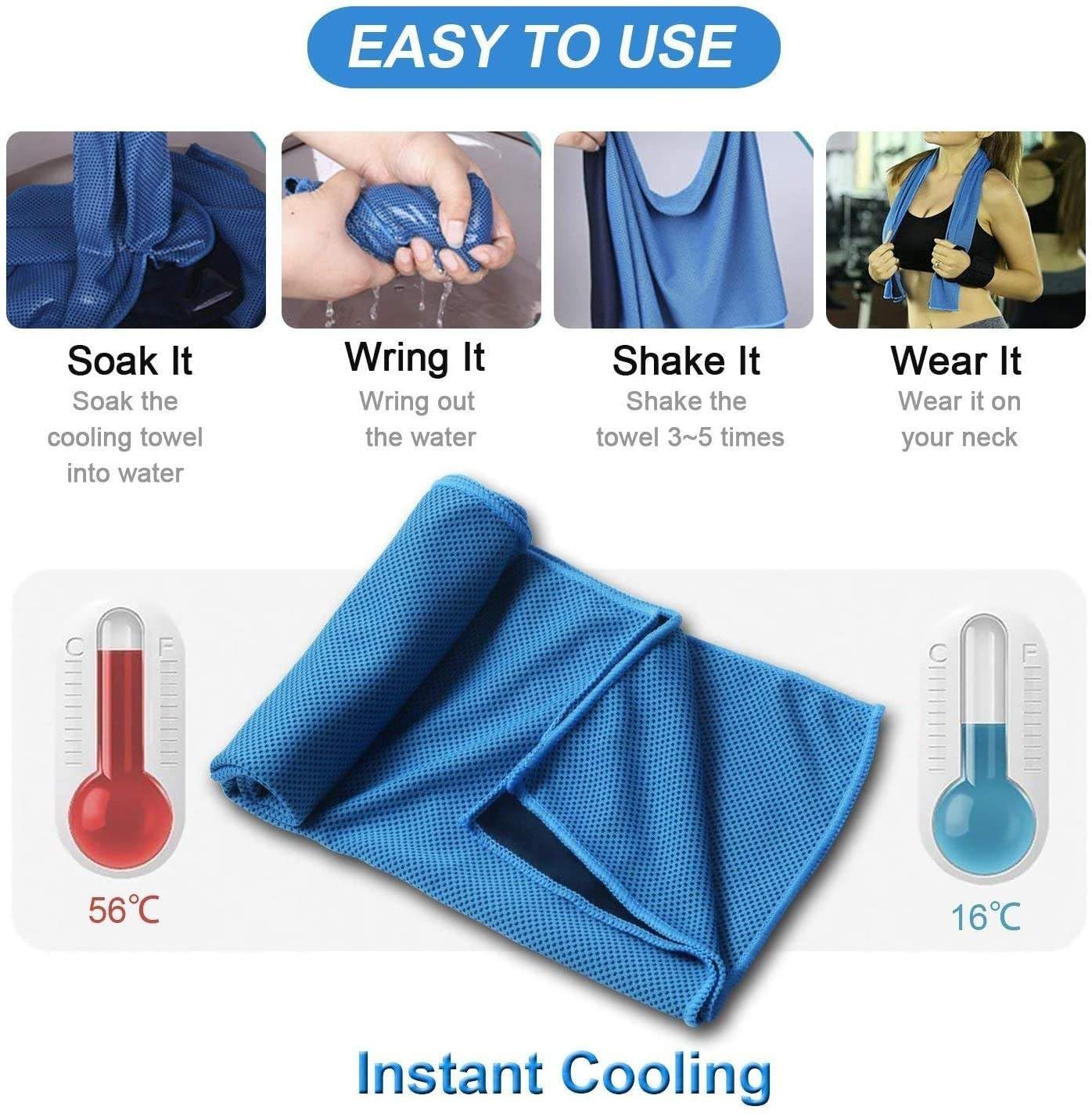 Cooling Towel - Microfiber Ice Sports Towel for Neck - Cool Cold Towel for Instant Cooling, for Yoga, Travel, Gym, Camping, Fitness, Running, Workout - Pack of 4 image 4