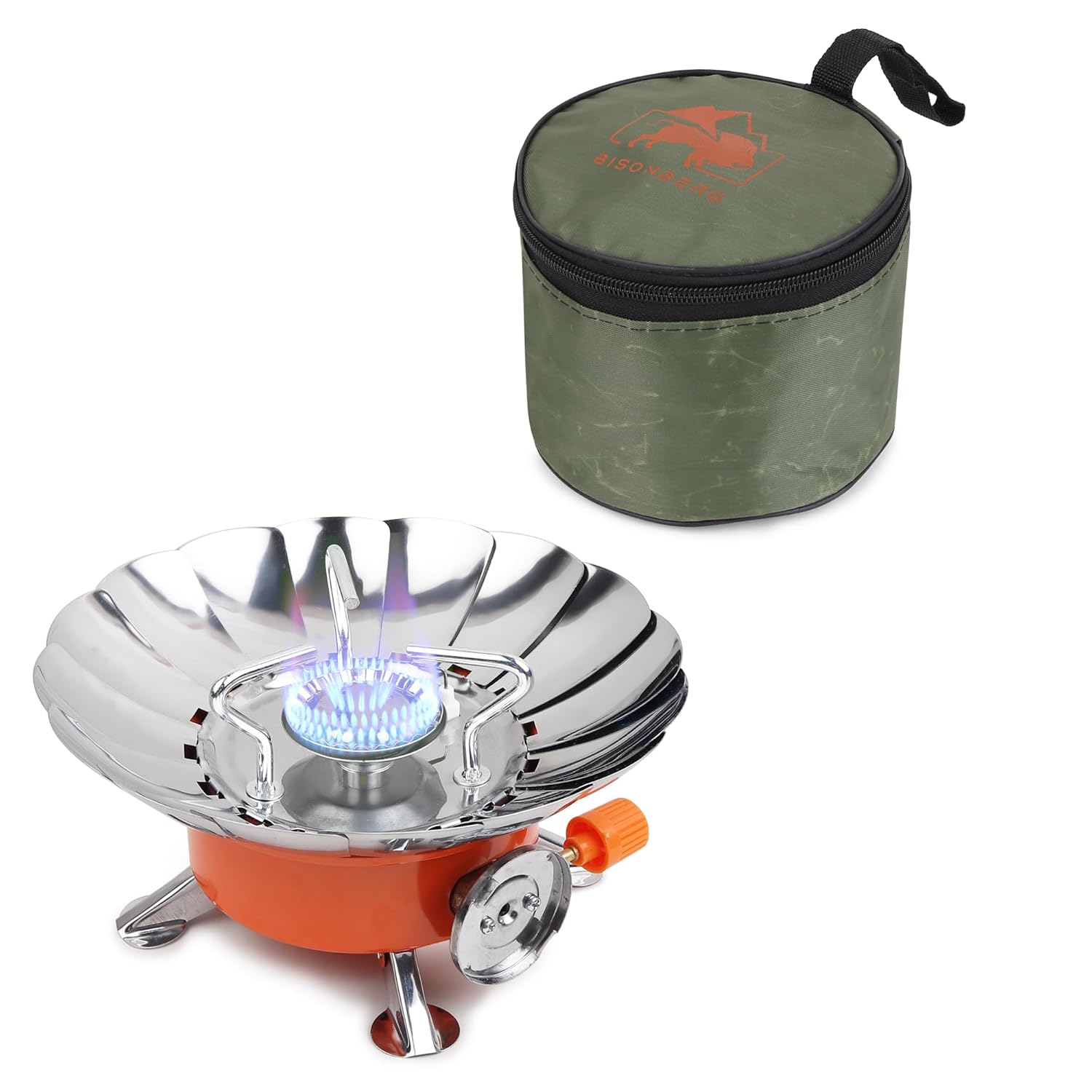 Camping Gas Stove Lightweight Folding Furnace Outdoor Metal Camping Stove For Picnic Cooking Gas Burners Folding Stove With Storage Bag - Stainless Steel A3 image 0
