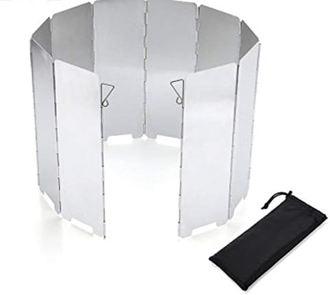 8 Plates Camp Stove Windshield, Folding Wind protection Aluminum Lightweight Compact Camping Burner Stove Windscreen with Carry Bag image 0