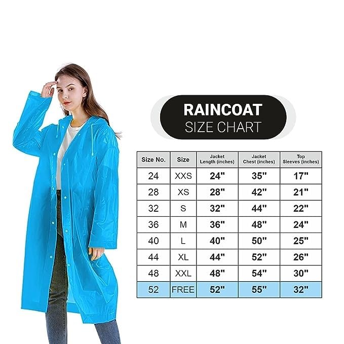 Rain Coat For Men & Women Universal Raincoat Knee Length waterproof hooded translucent eva Multicolour XL image 5