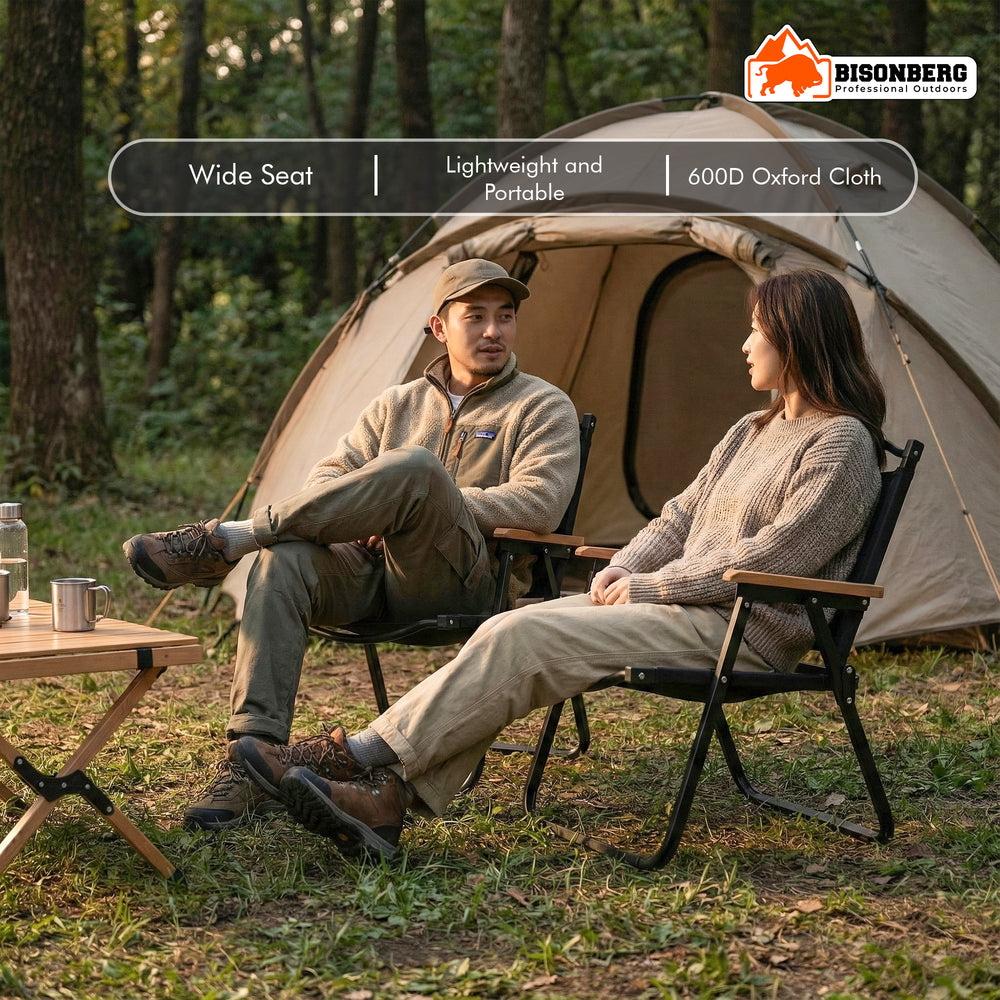 Foldable Camping Chair – Portable Outdoor Chair with Wooden Armrests image 4
