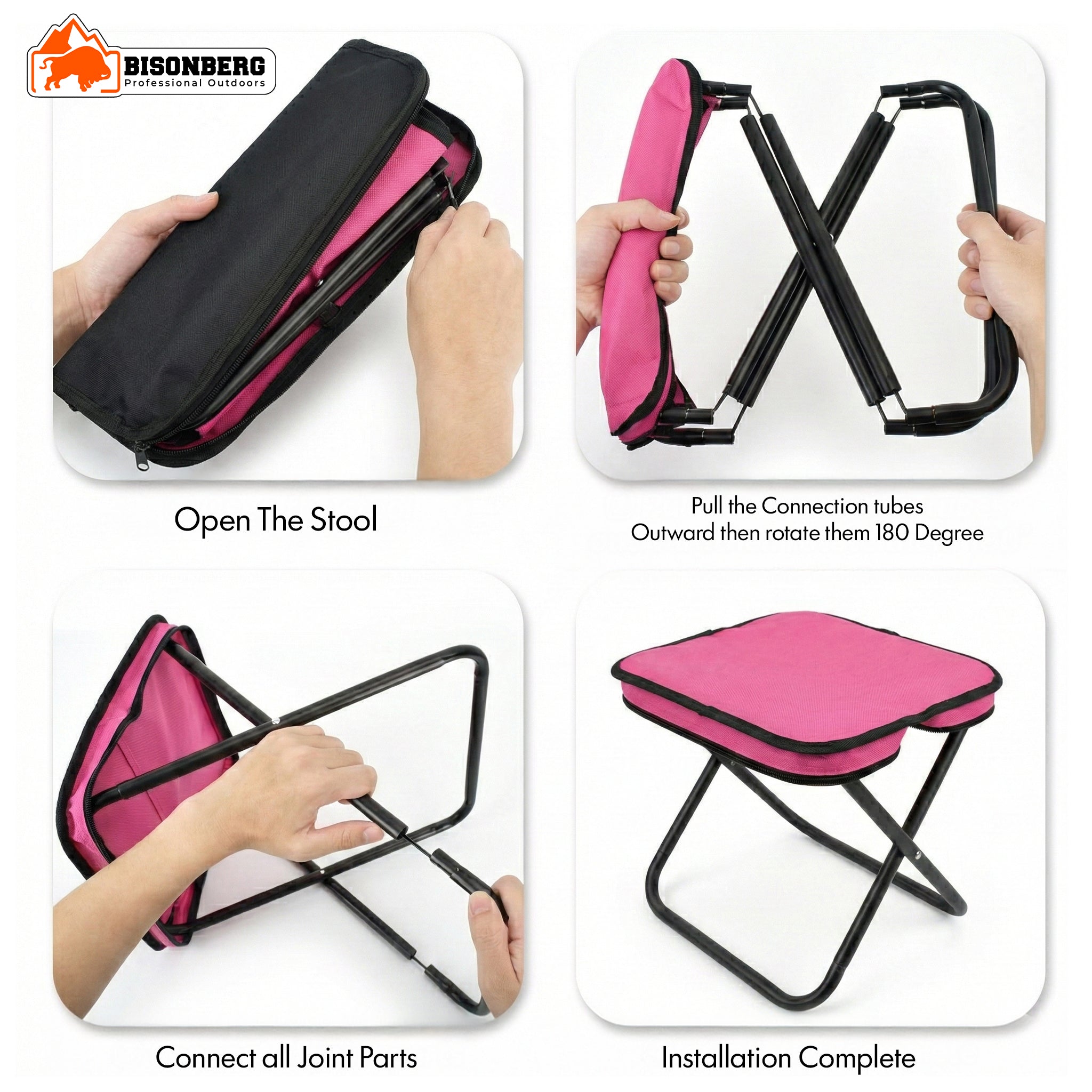 BISONBERG Portable Folding Camping Stool with Carry Case – Lightweight Compact Travel Seat for Camping, Hiking, Fishing & Outdoor Use image 2