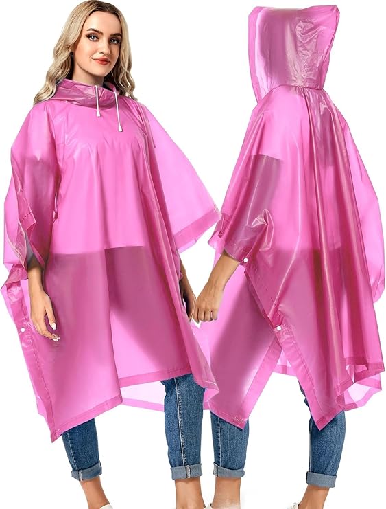 Raincoat For Men & Women Waterproof Transparent Hooded Water Resistant Rain Coat/Jacket Boys & Girls raincoats - Pink image 4