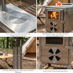 Stainless Steel Camping Wood Stove – Portable Outdoor Tent Heater & Cooker image 2