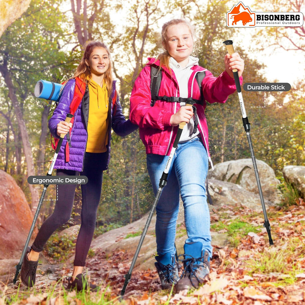 BISONBERG Trekking Pole, 65-130 cm Adjustable Height, Ergonomic EVA Handle, Aluminium Walking Stick for Camping, Nordic Walking, Trail Hiking, Travel Adventures, Black image 5