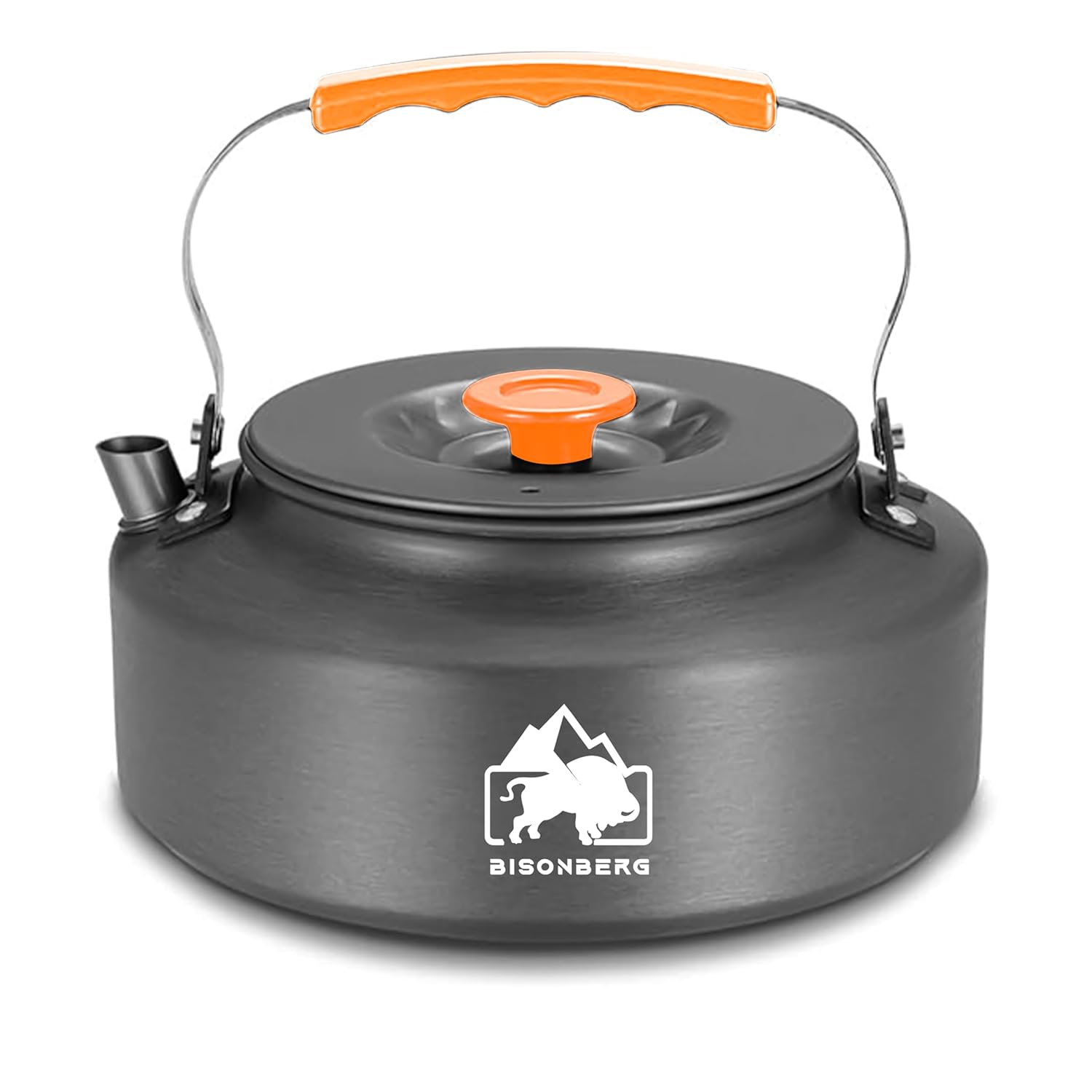 BISONBERG 1.6 L Portable Water Kettle Water Pot | Teapot Coffee | Tea Kettle Outdoor Camping Hiking Picnic Pot - Aluminum Alloy (Orange) image 0