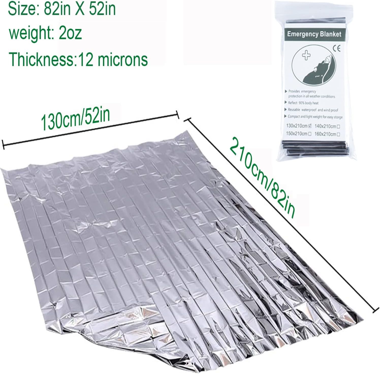 Emergency Blanket Thermal Survival Sheet | Waterproof, Windproof & Compact image 2