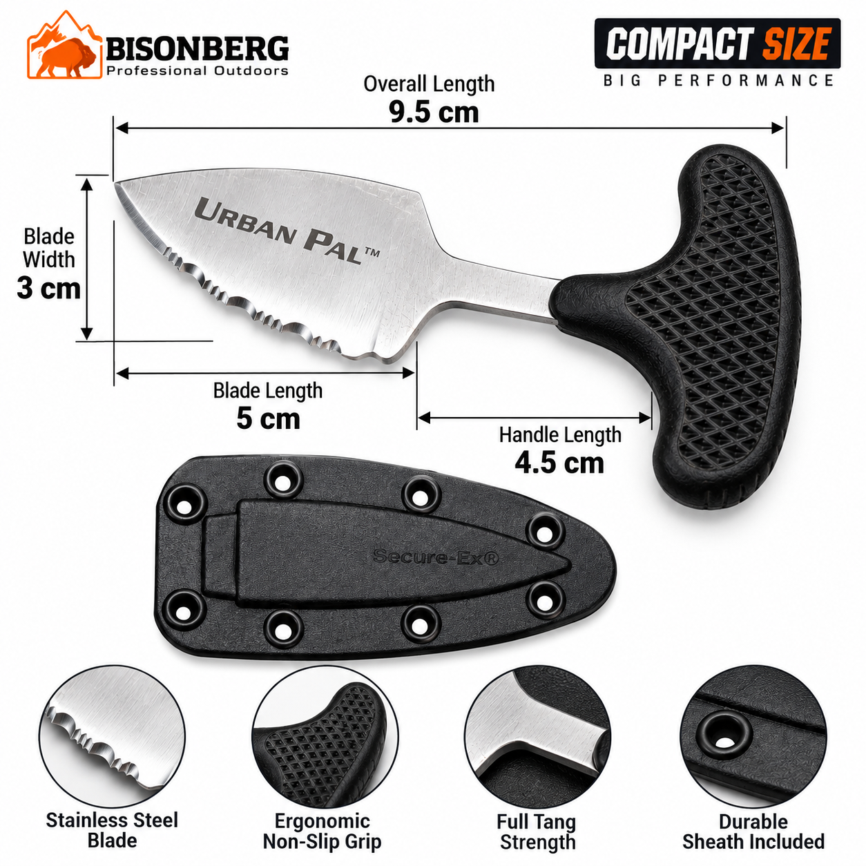 Bisonberg l  Premium Mini fixed Blade,Kitchen Utility And Outdoor Camping Knife|