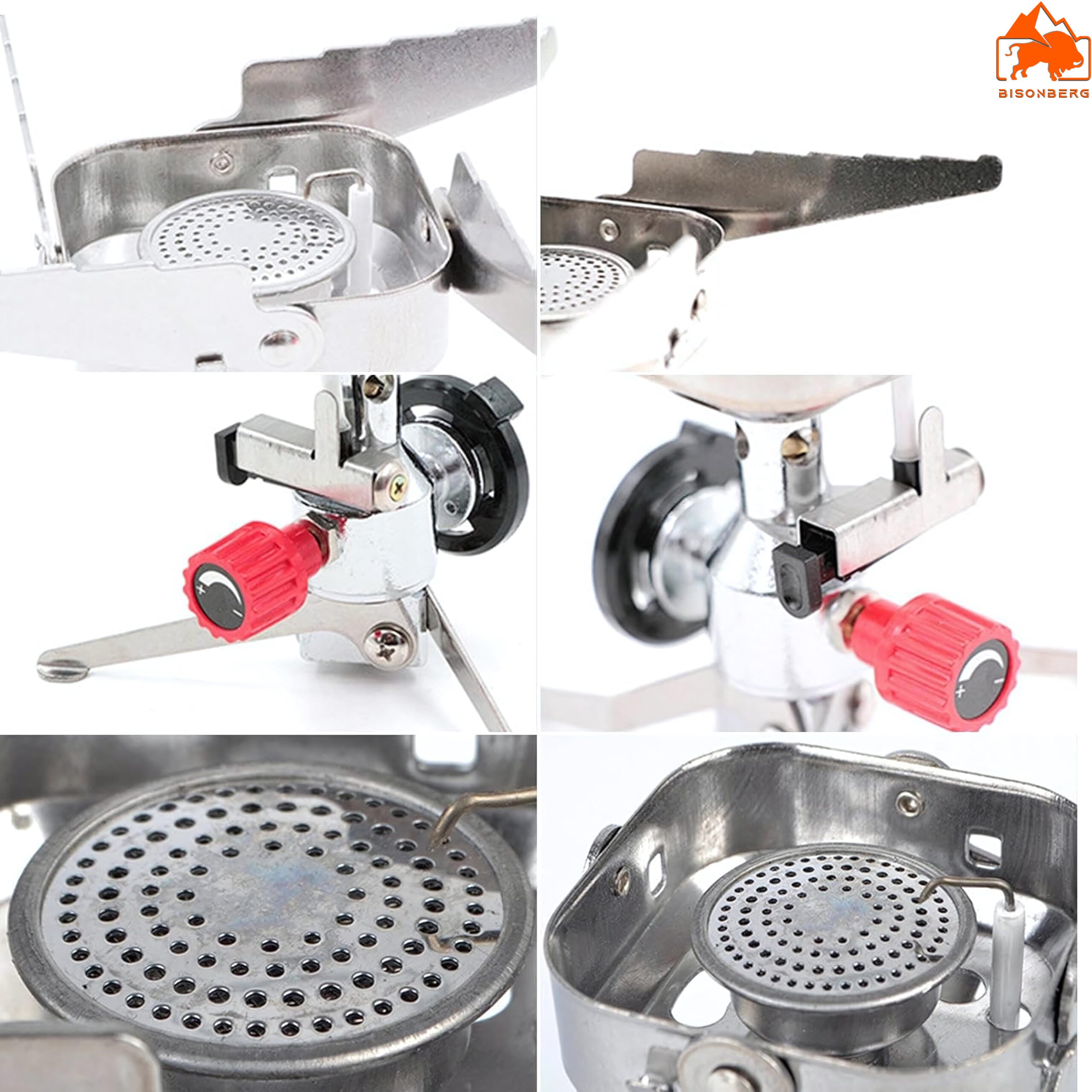 Bisonberg Portable Camping Gas Stove | Foldable Outdoor Mini Gas Burner with Adjustable Flame Control for Hiking, Backpacking, and Travel Cooking image 2