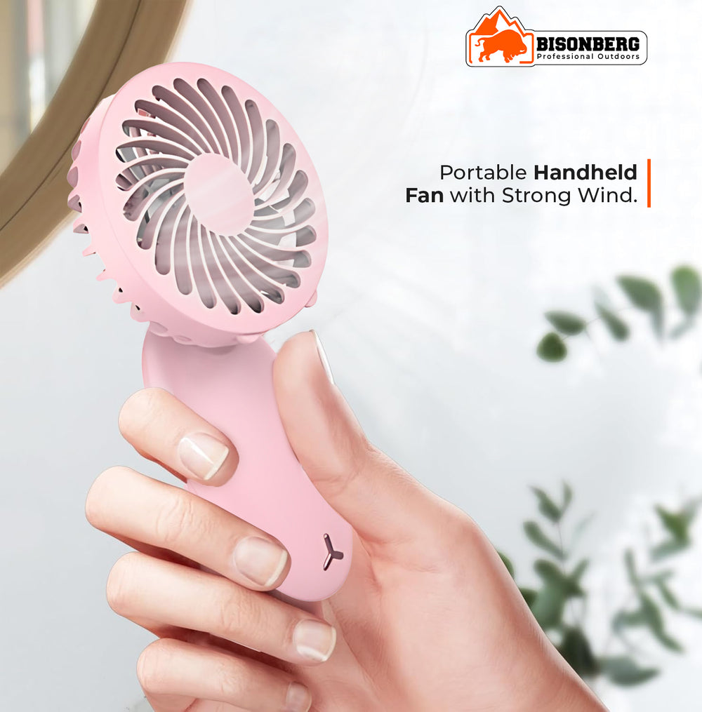 BisonBerg 2-in-1 Clip-On Mini Fan with Massage Pad – Rechargeable Portable Cooling Fan for Desk, Travel & Personal Use (Pink) image 5
