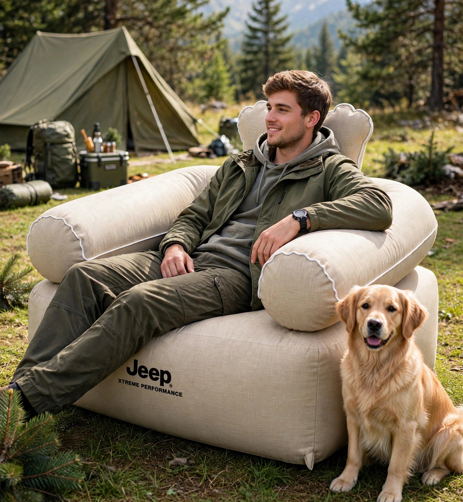BISONBERG | Premium Inflatable Camping Air Sofa, Outdoor &  Indoor Camping Sofa with Back Armrest, Inflatable Couch Camping for Indoor, Outdoor, Party, Travel, Beach